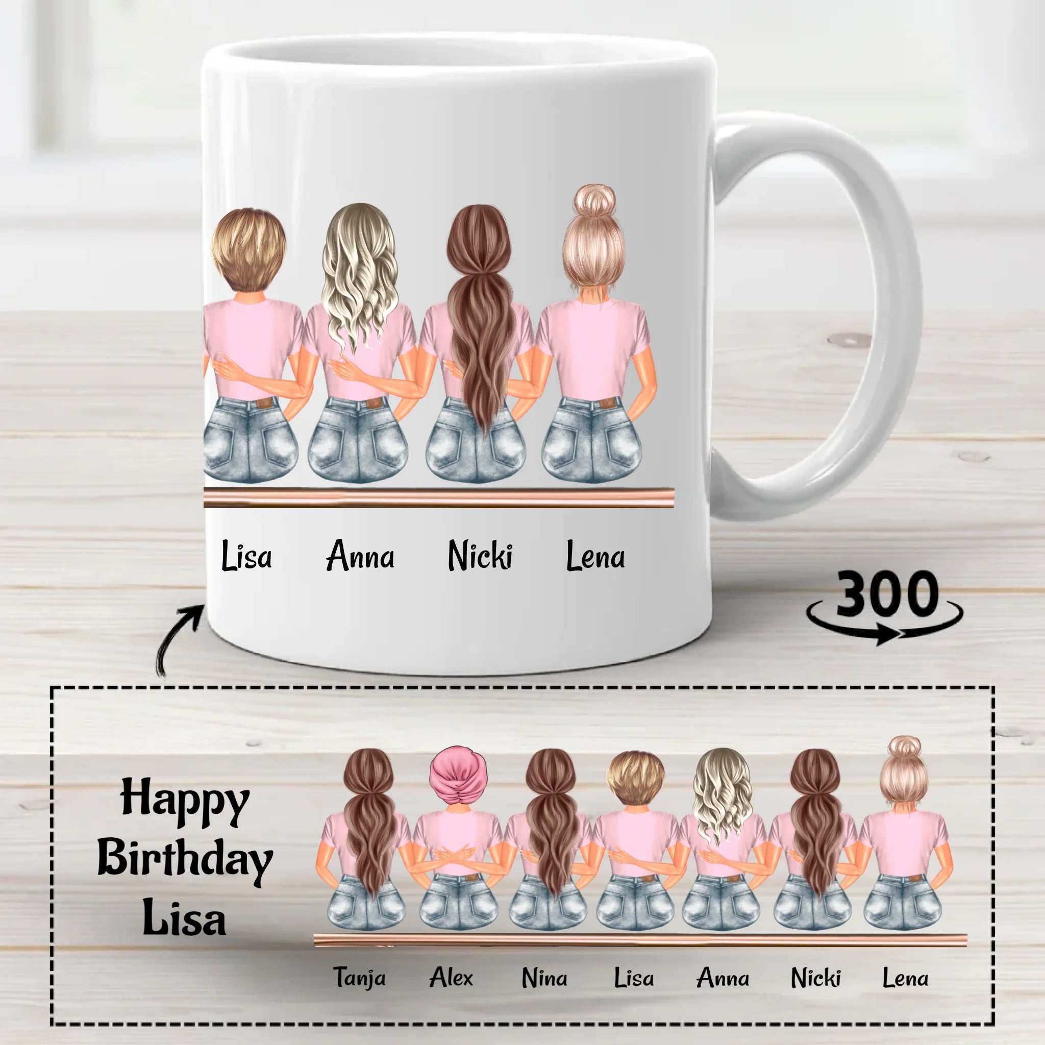 Tasse 7 Freundinnen Geschenk gestalten - Cantty