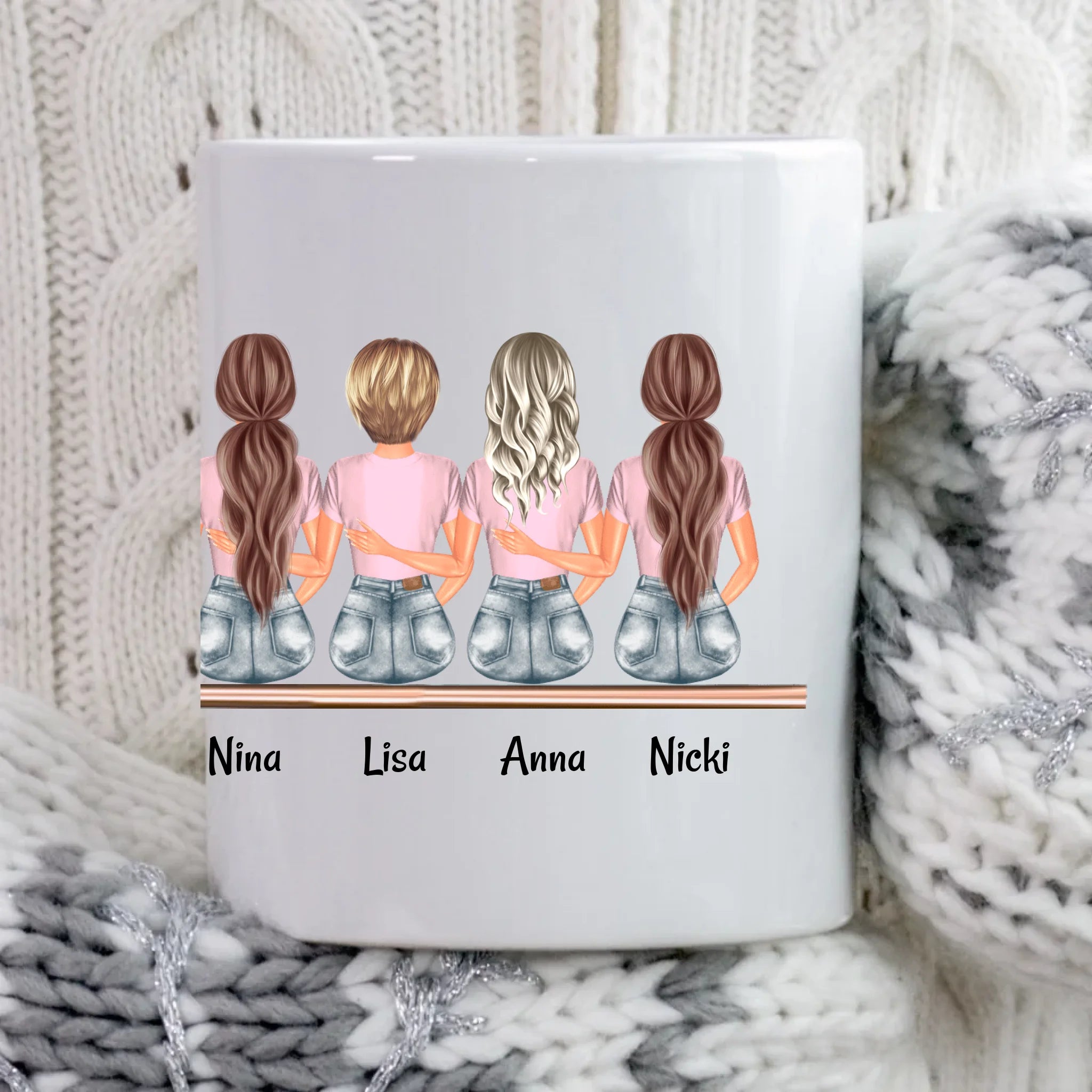 Tasse Geschenk 6 Freundinnen mit Namen und Spruch - Cantty