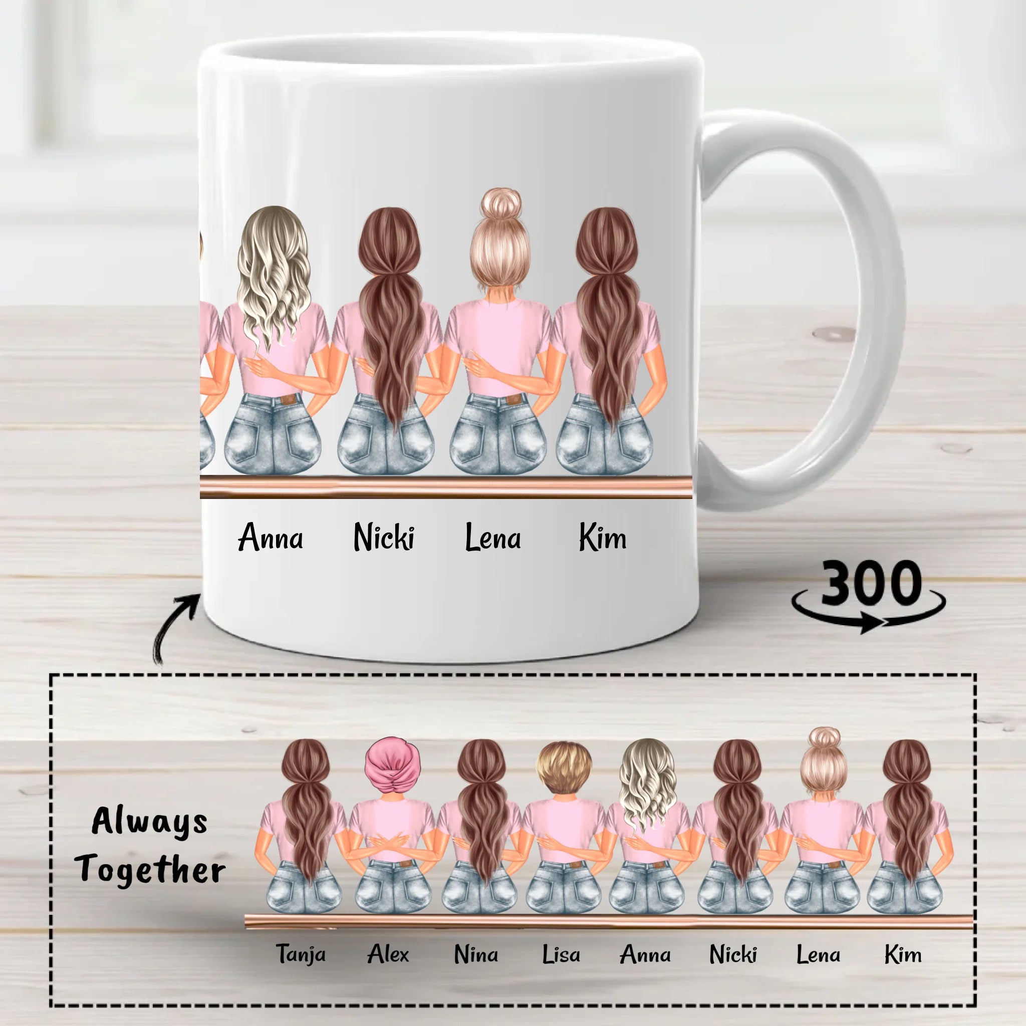 Tasse Geschenk 8 Freundinnen - Cantty
