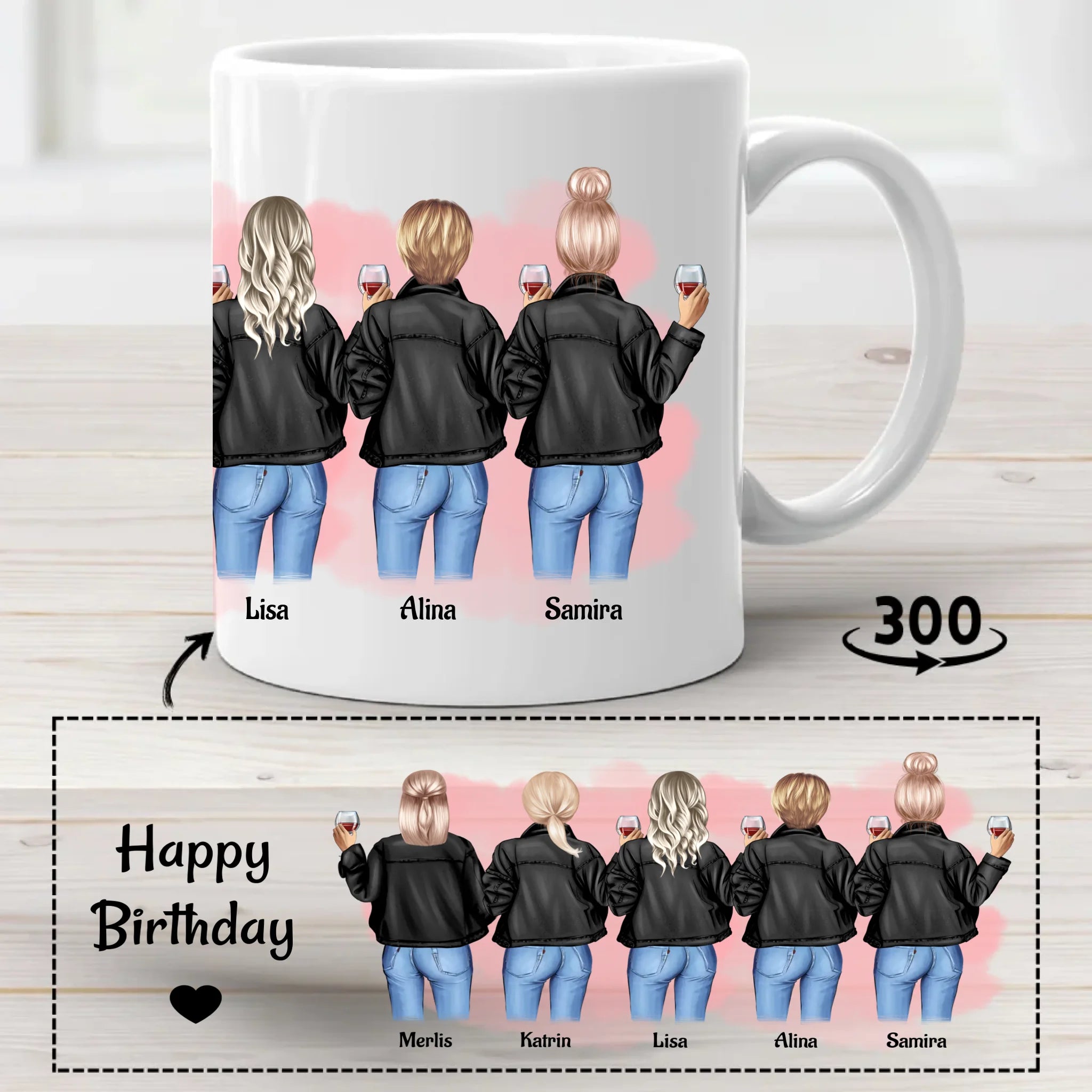 Geschenk 5 Freundinnen Tasse gestalten - Cantty