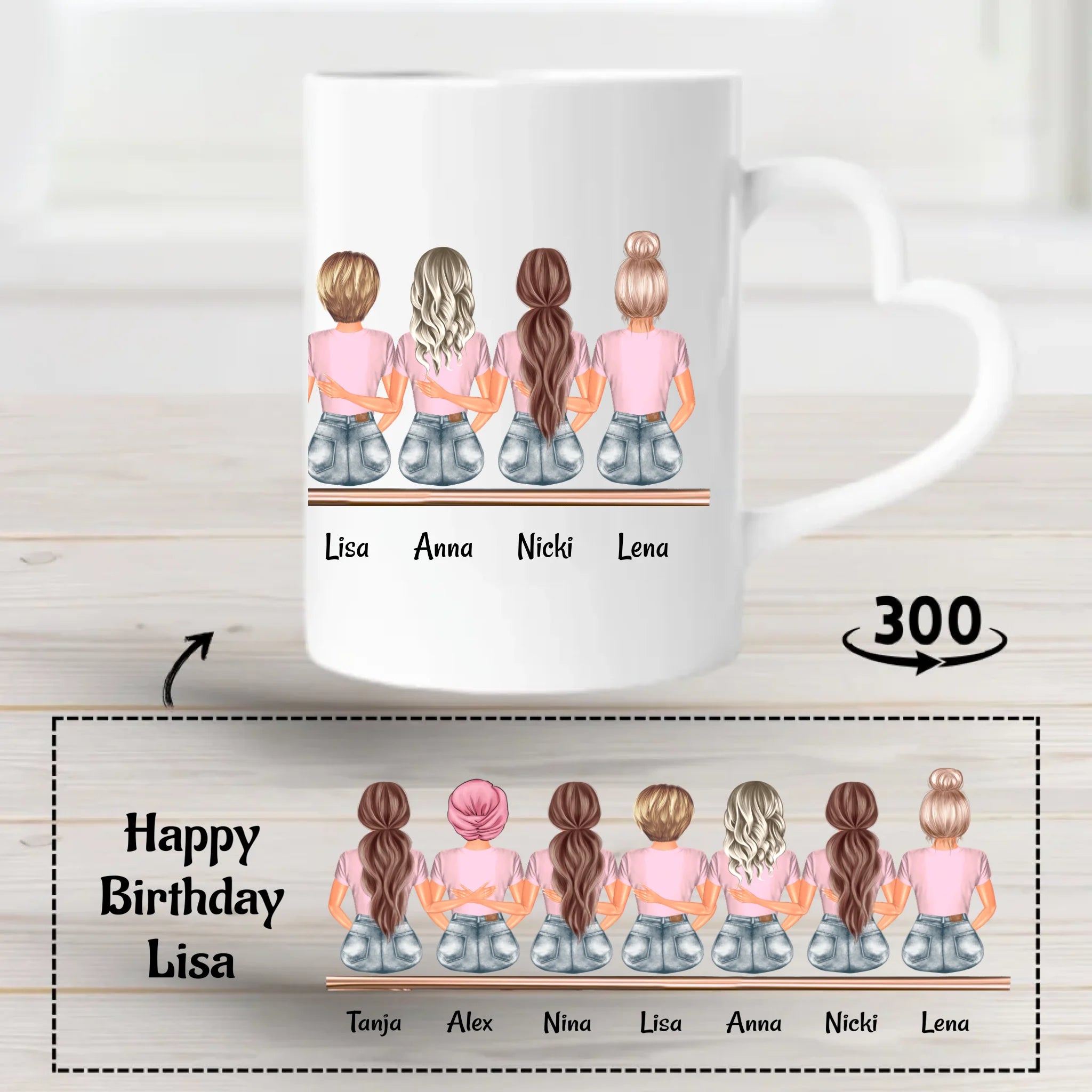 Tasse 7 Freundinnen Geschenk gestalten - Cantty