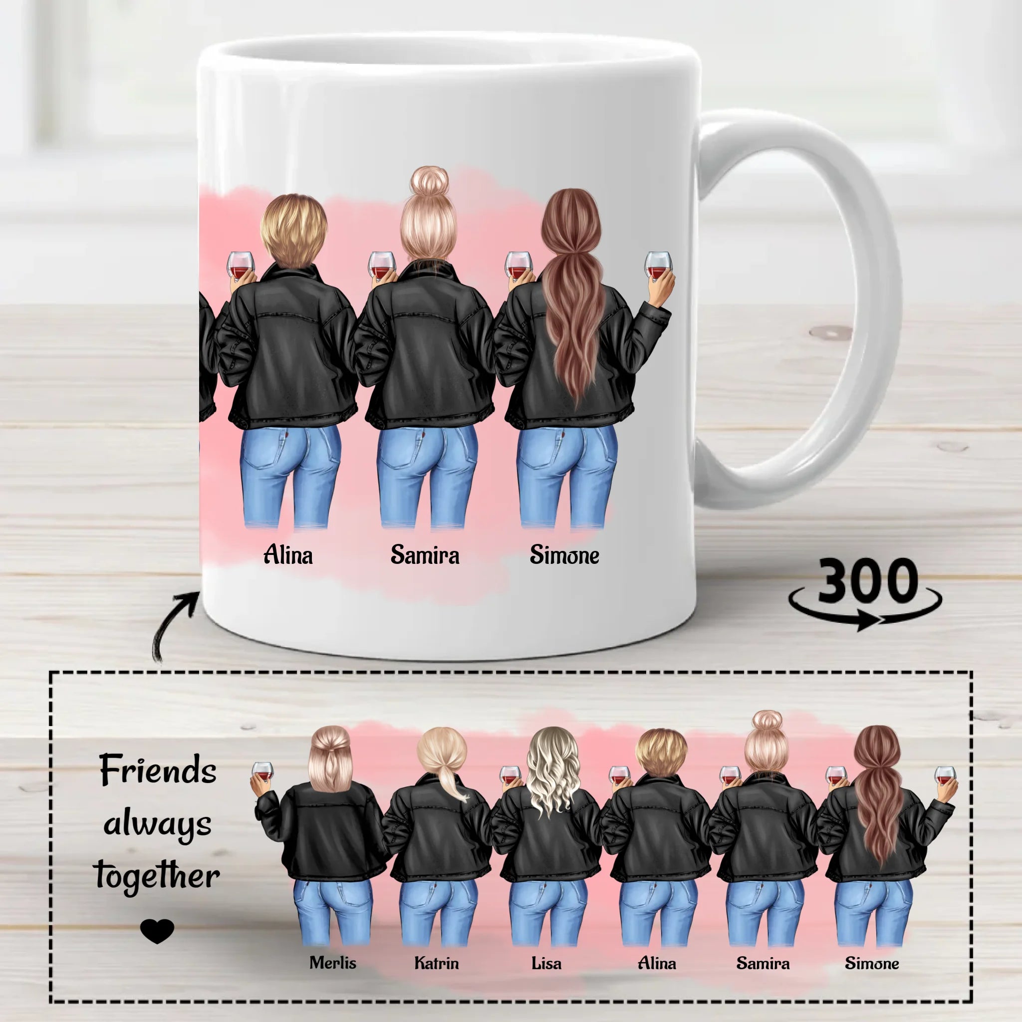 Geschenk Tasse 6 Freundinnen personalisieren - Cantty