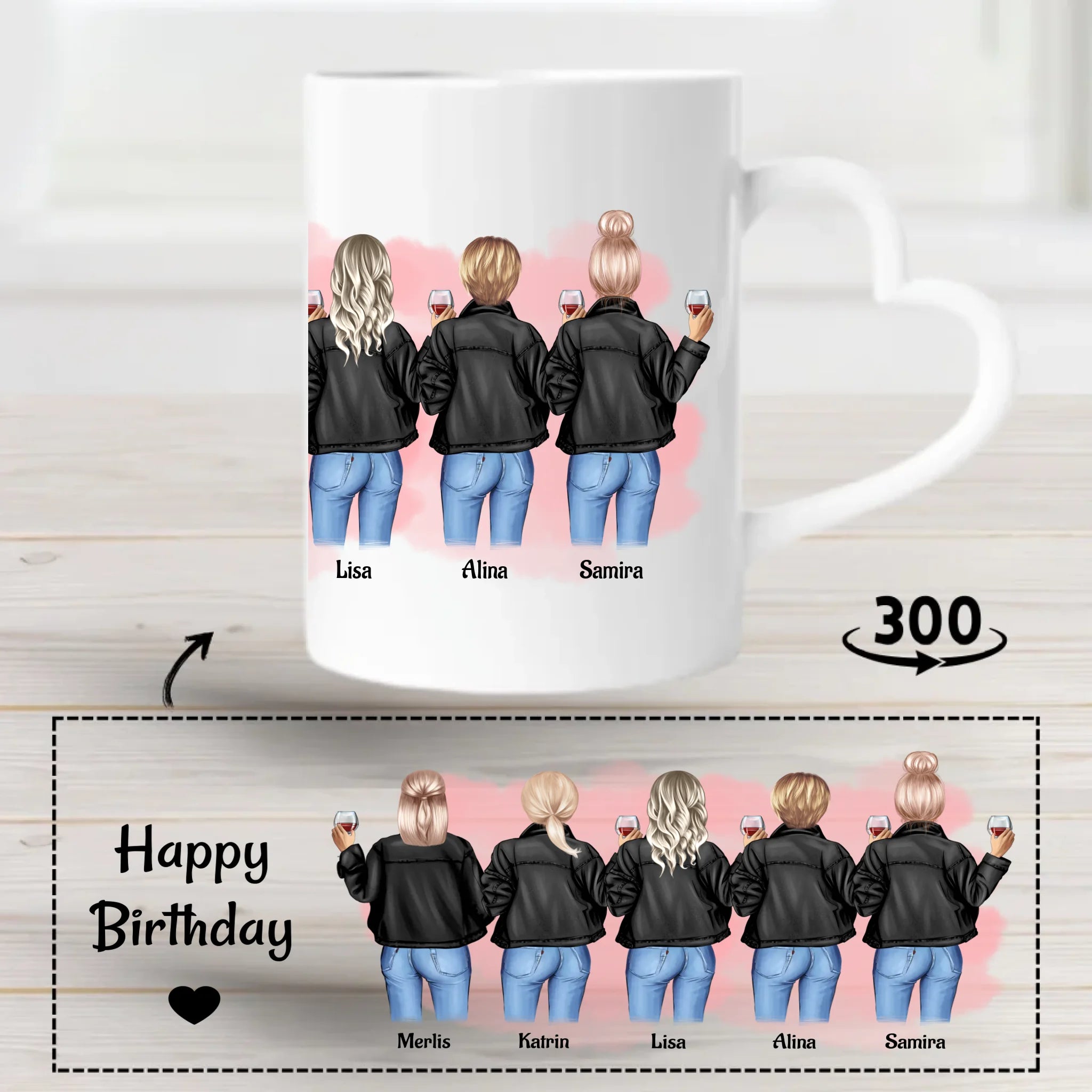 Geschenk 5 Freundinnen Tasse gestalten - Cantty