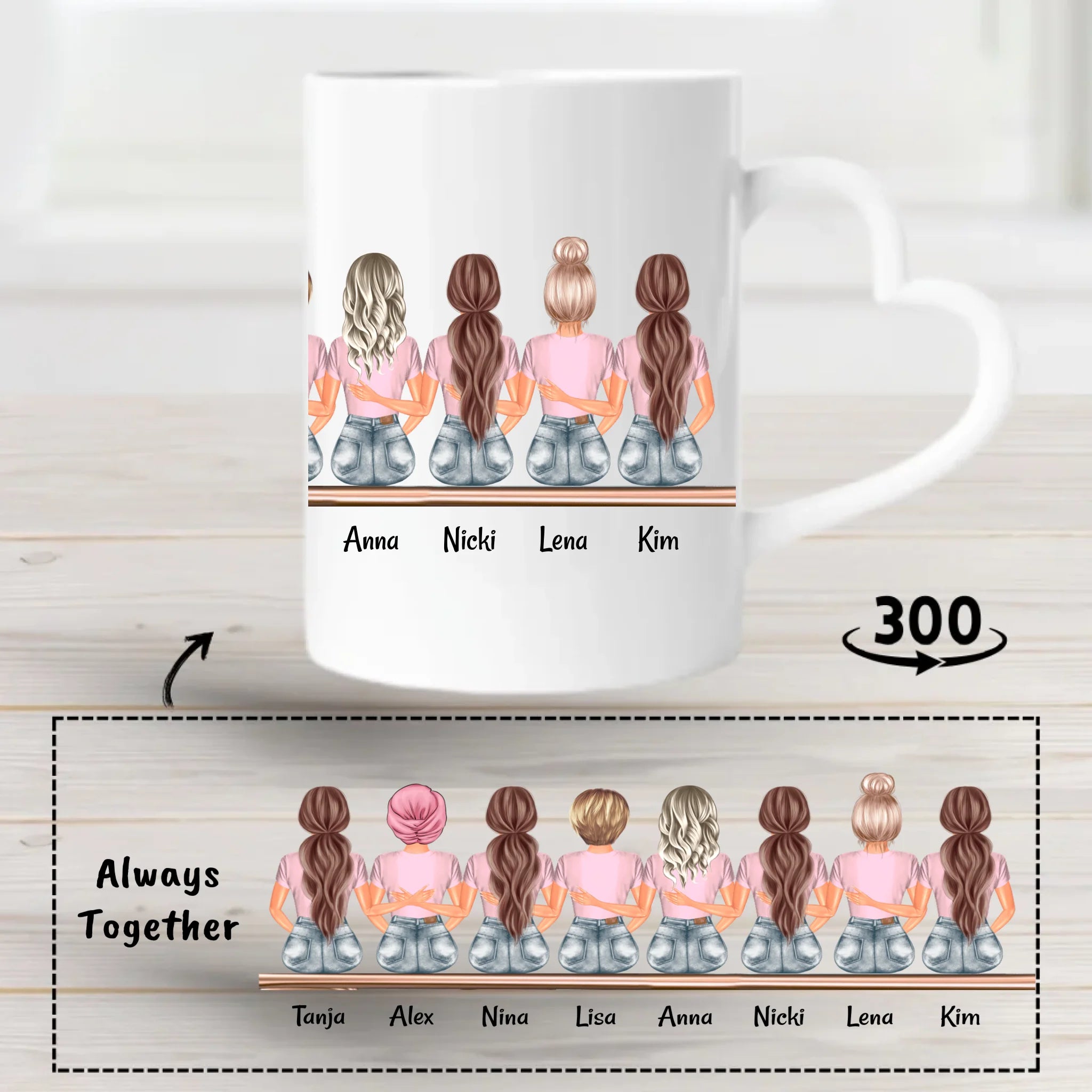 Tasse Geschenk 8 Freundinnen - Cantty