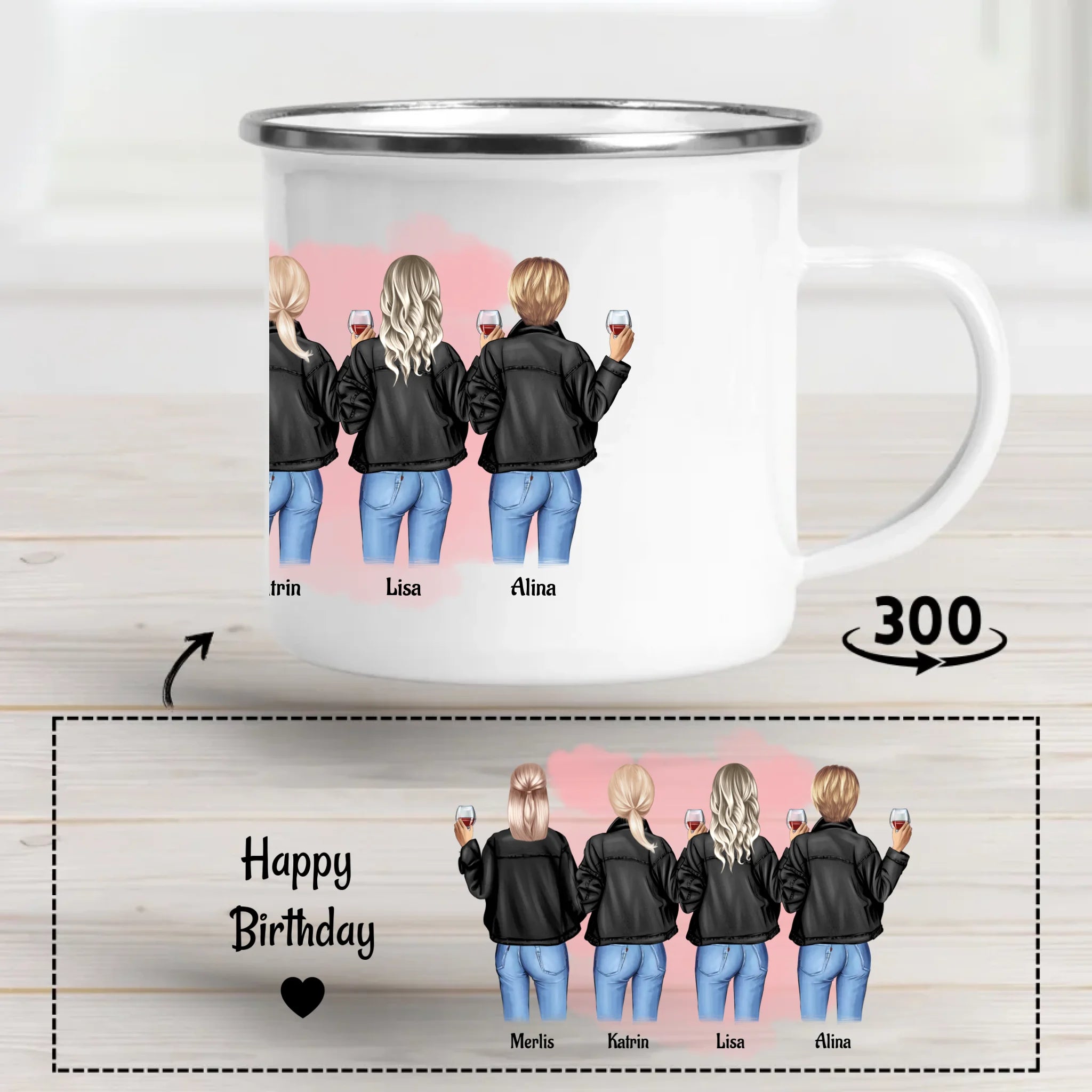4 Freundinnen Tasse personalisiert - Cantty