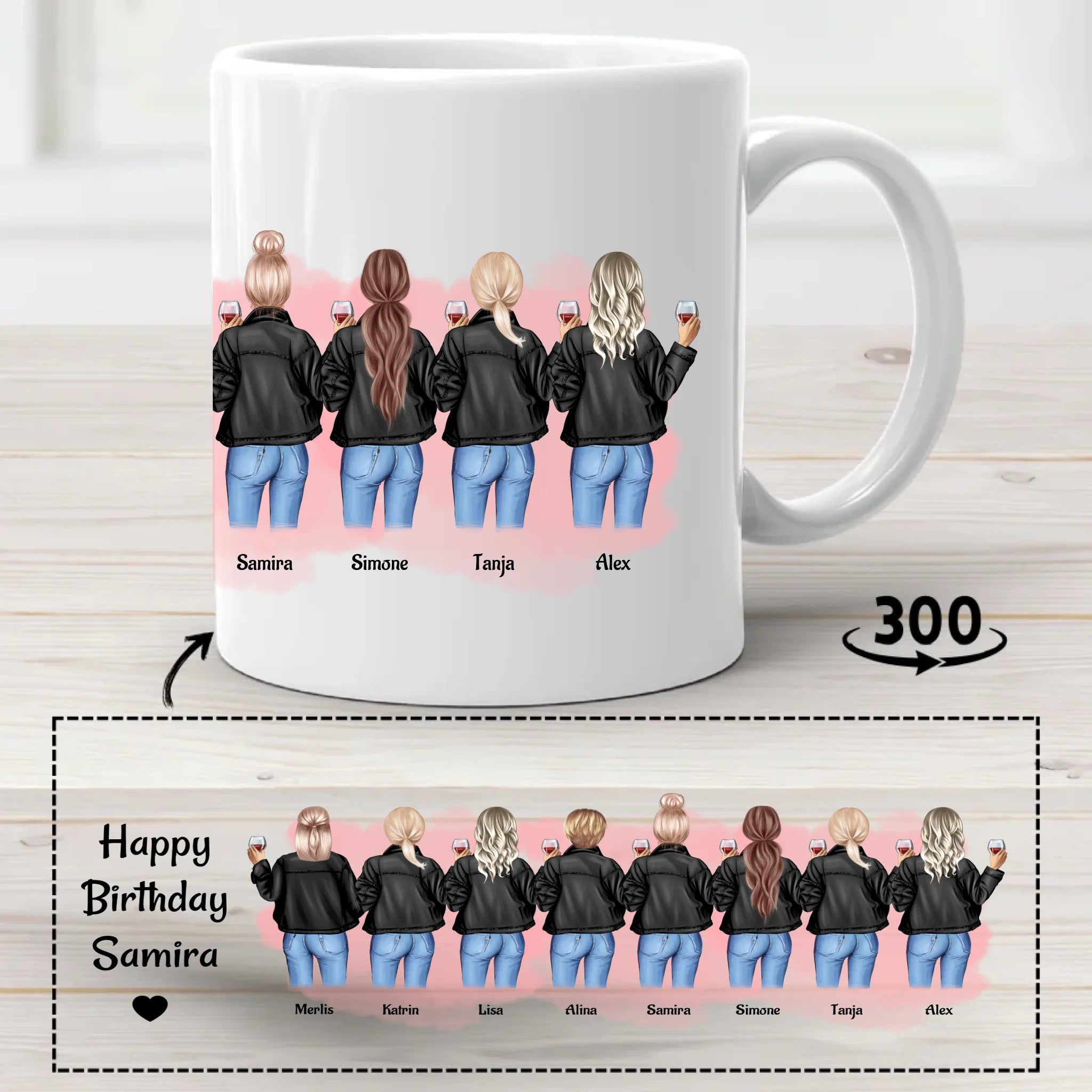 Geschenk Tasse 8 Freundinnen gestalten - Cantty