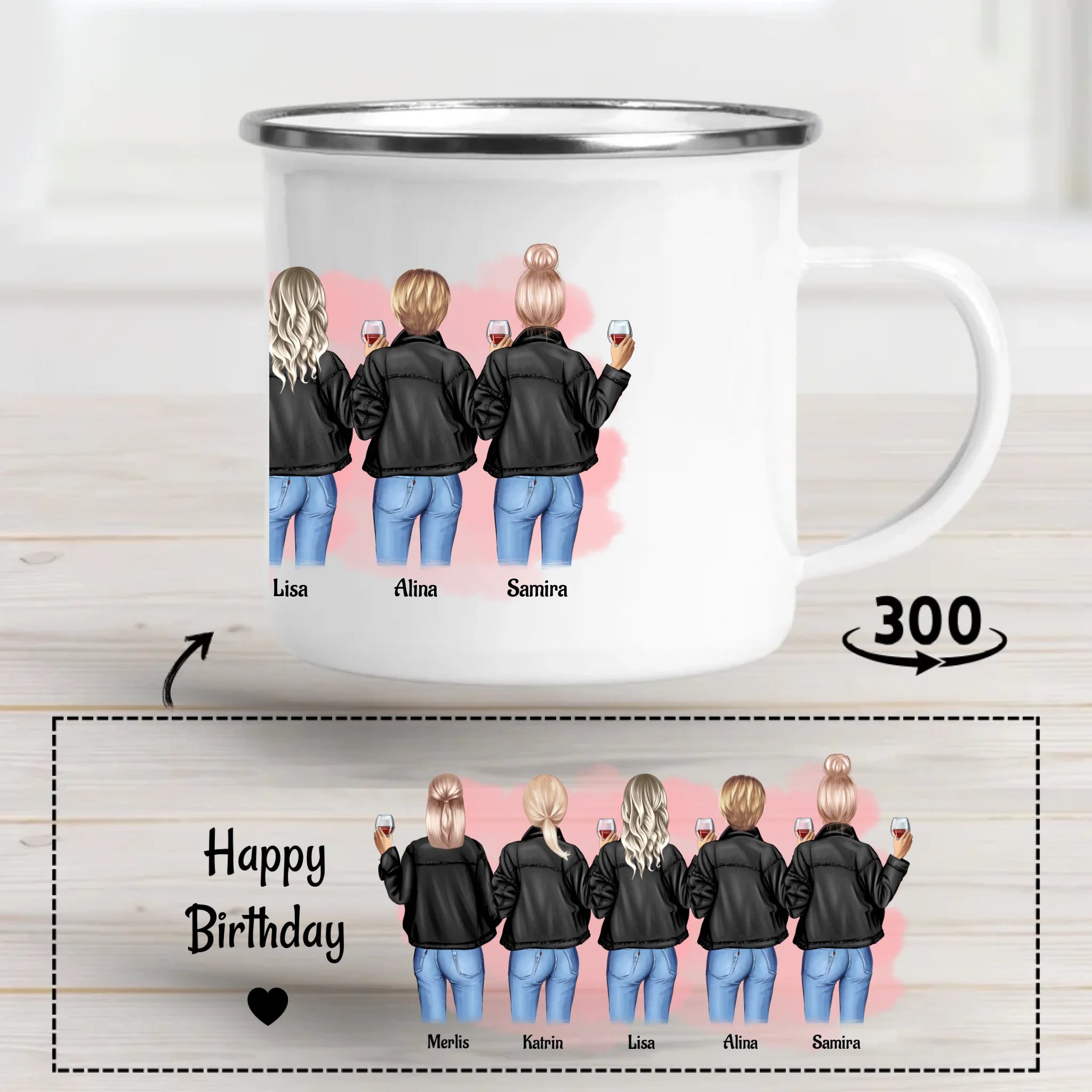 Geschenk 5 Freundinnen Tasse gestalten - Cantty
