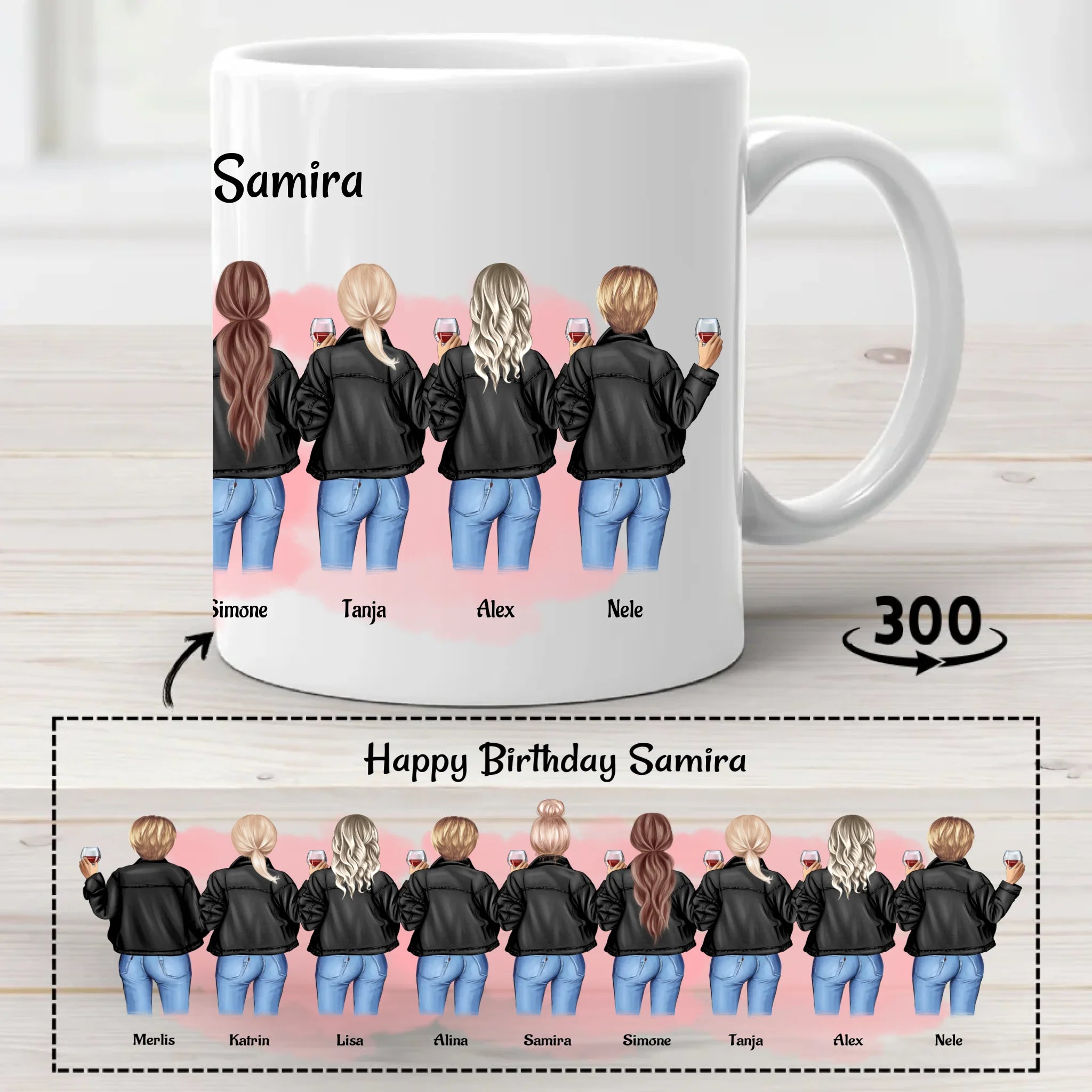 Tasse 9 Freundinnen Geschenk personalisiert - Cantty