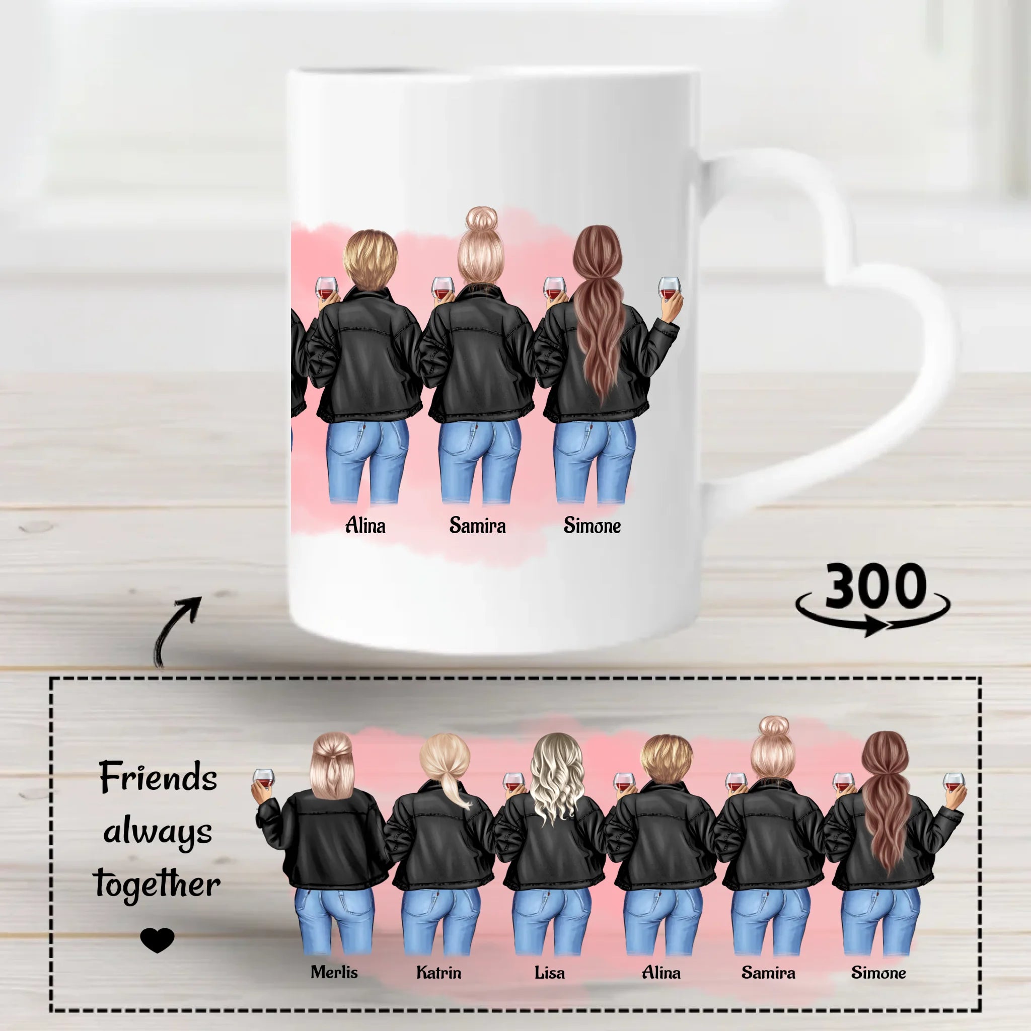Geschenk Tasse 6 Freundinnen personalisieren - Cantty