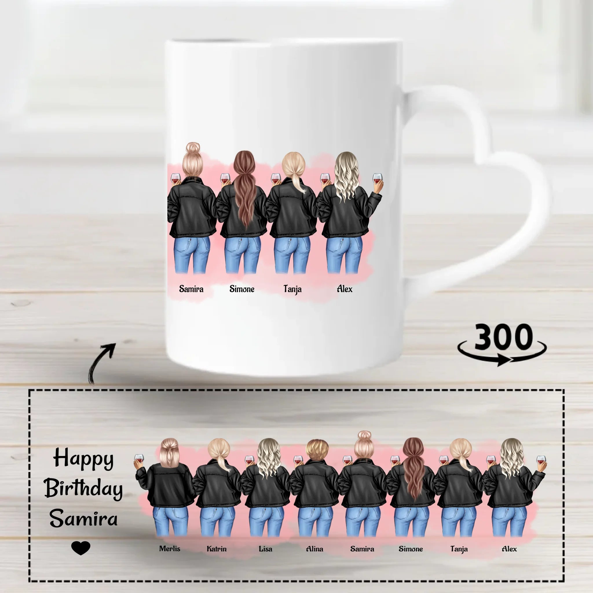 Geschenk Tasse 8 Freundinnen gestalten - Cantty