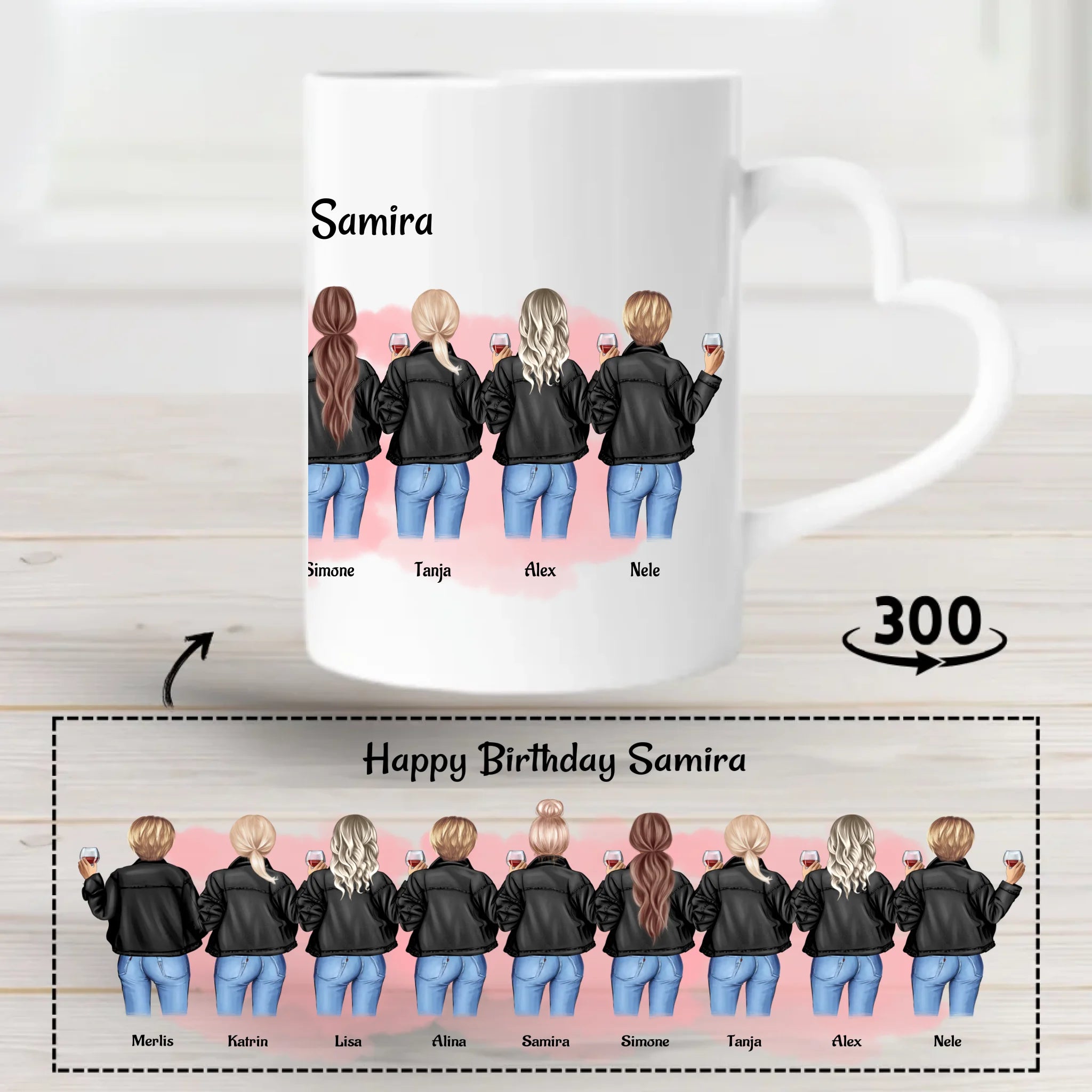 Tasse 9 Freundinnen Geschenk personalisiert - Cantty