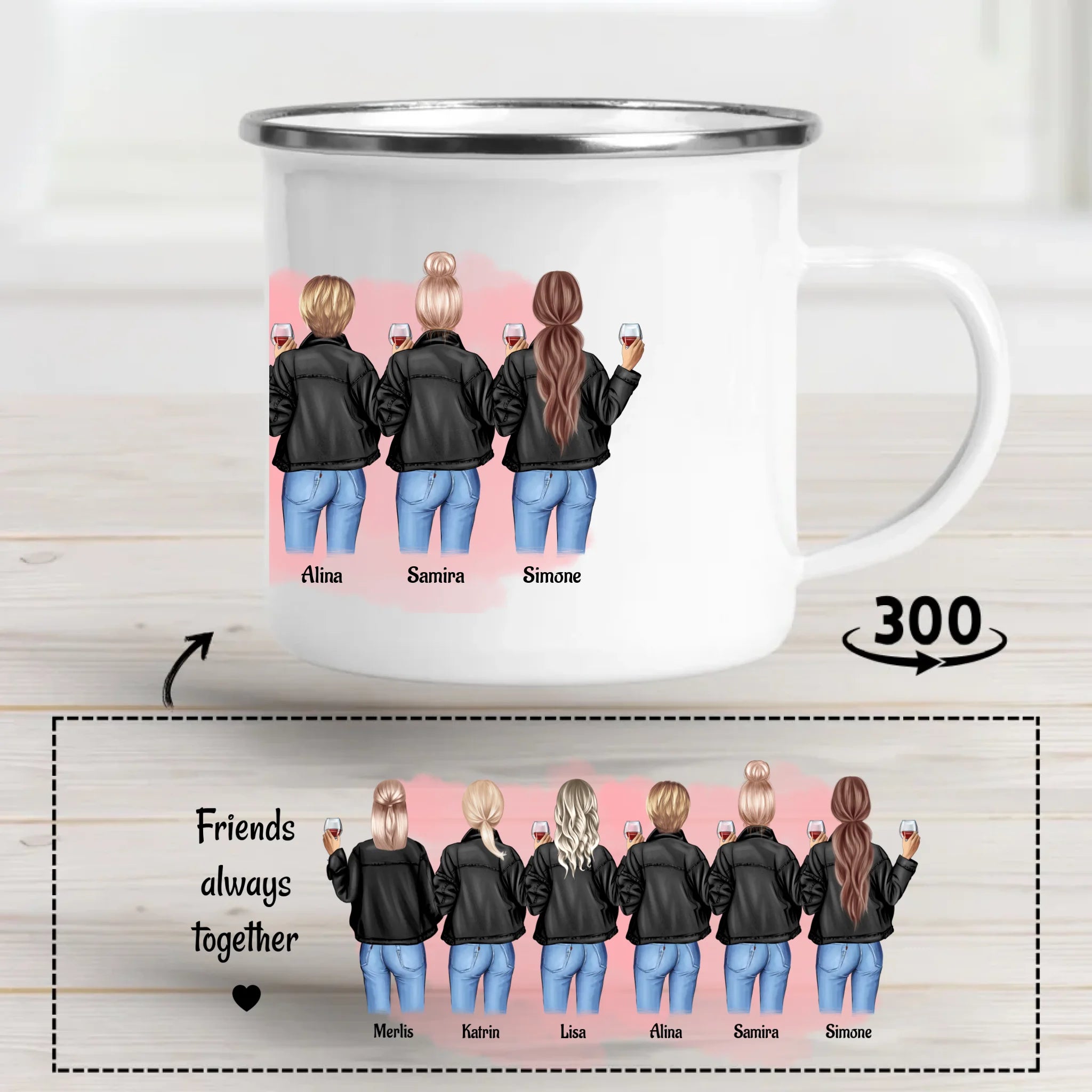 Geschenk Tasse 6 Freundinnen personalisieren - Cantty