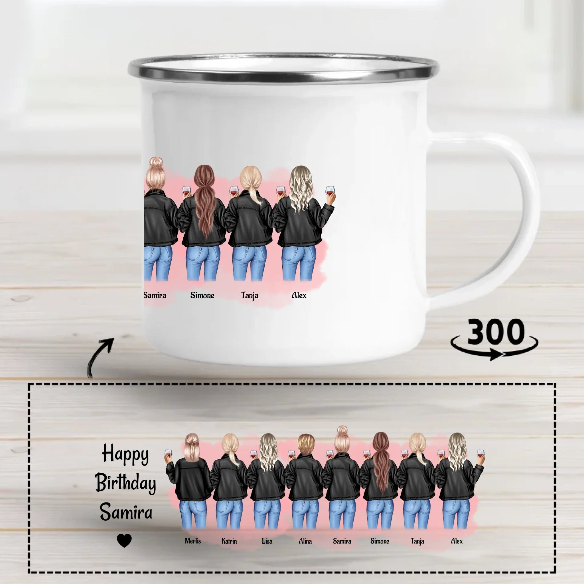 Geschenk Tasse 8 Freundinnen gestalten - Cantty