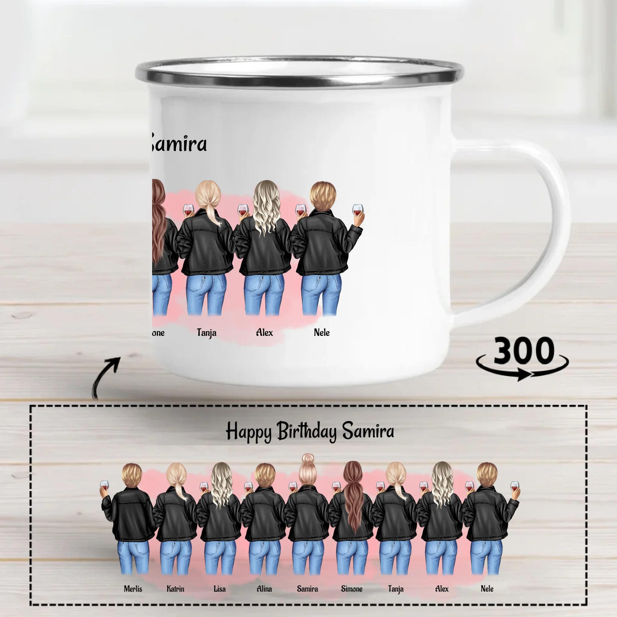 Tasse 9 Freundinnen Geschenk personalisiert - Cantty