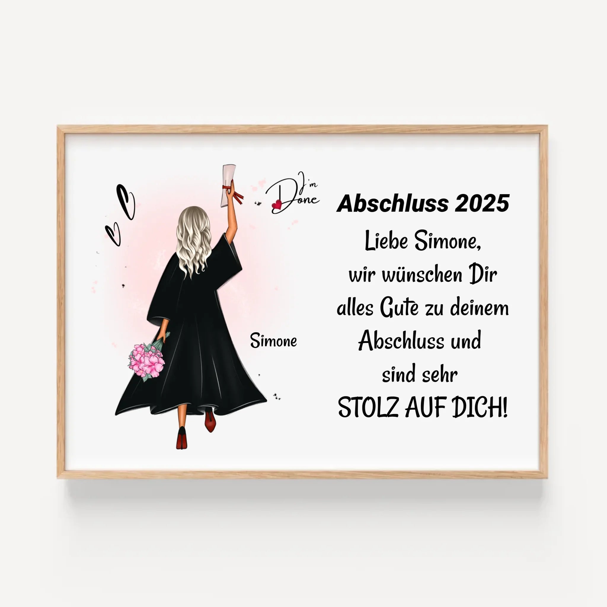 Mädchen Poster Abschlussgeschenk zum Abitur Bachelor Master oder Ausbildung - Cantty
