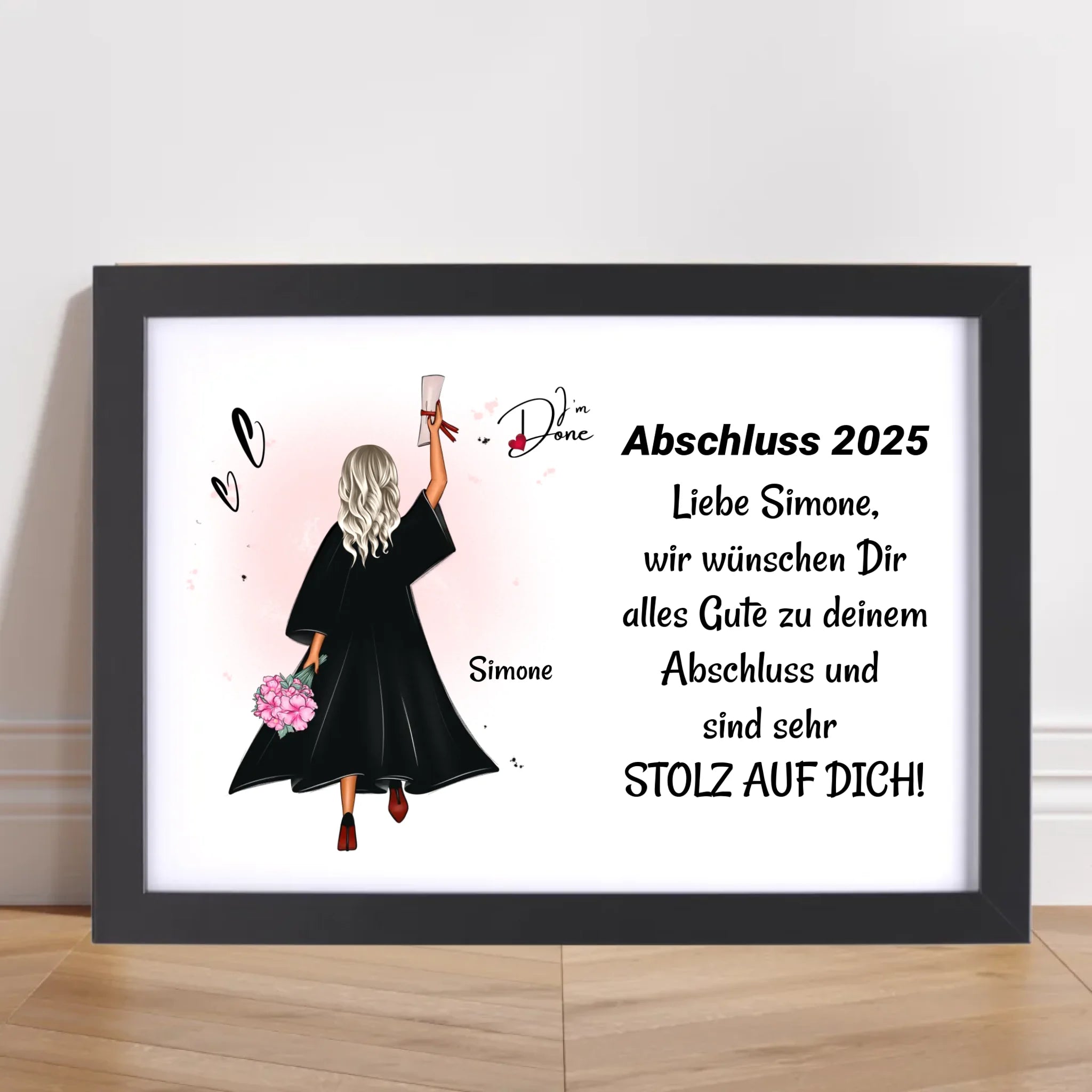 Mädchen Poster Abschlussgeschenk zum Abitur Bachelor Master oder Ausbildung - Cantty