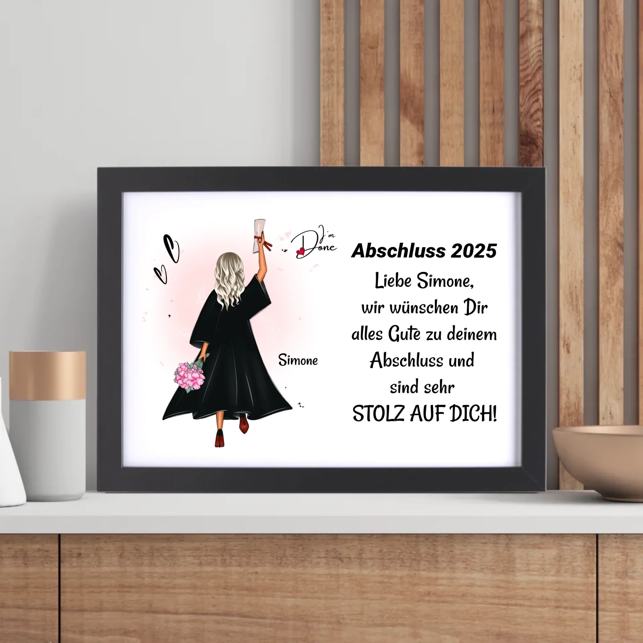 Mädchen Poster Abschlussgeschenk zum Abitur Bachelor Master oder Ausbildung - Cantty