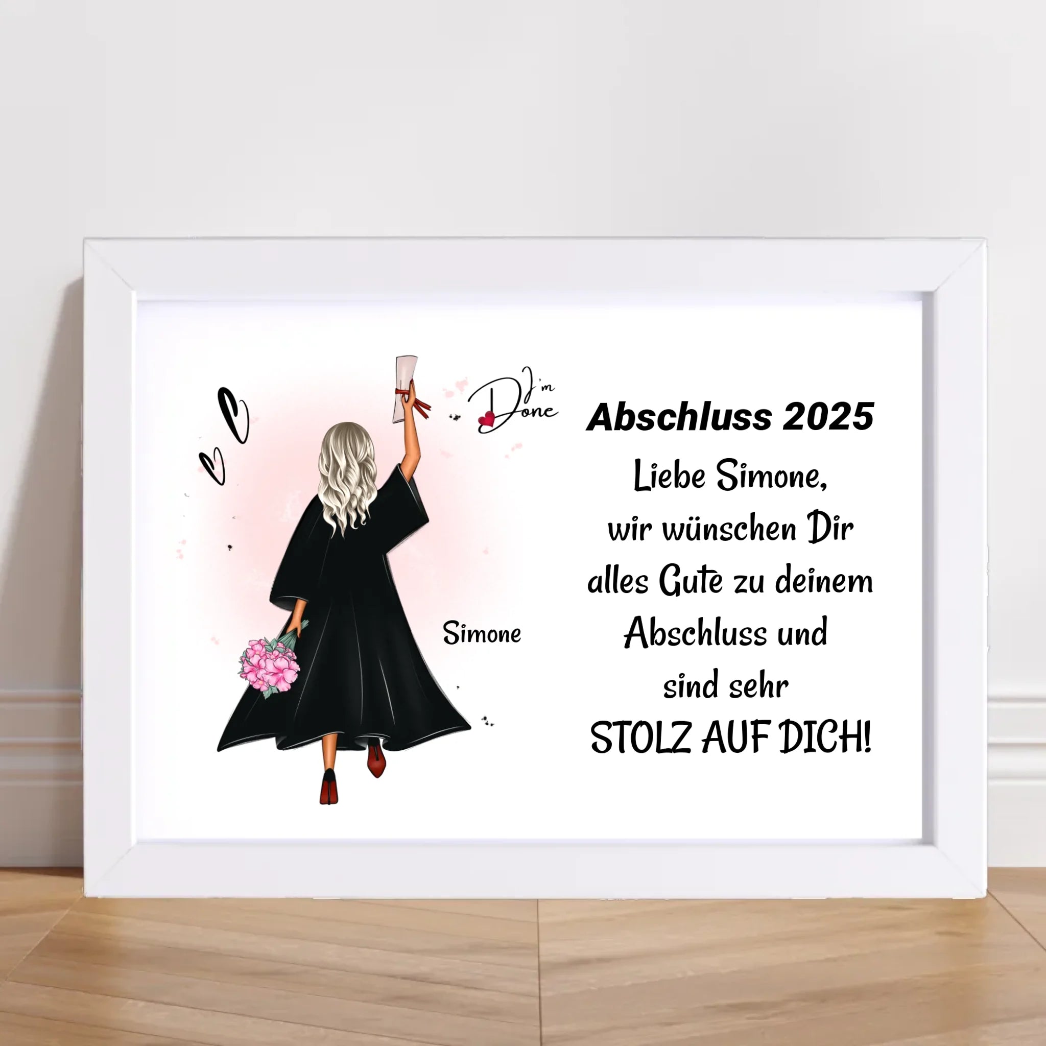 Mädchen Poster Abschlussgeschenk zum Abitur Bachelor Master oder Ausbildung - Cantty