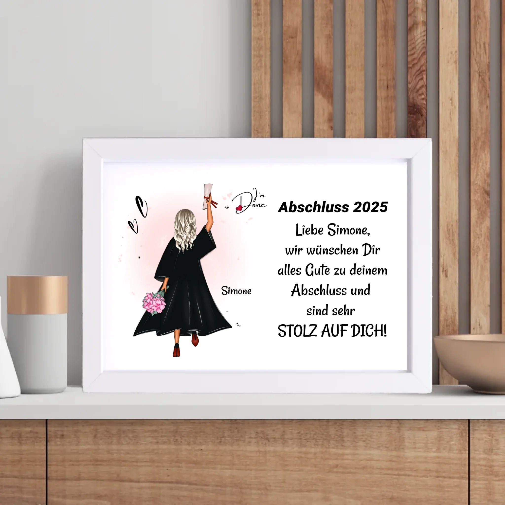 Mädchen Poster Abschlussgeschenk zum Abitur Bachelor Master oder Ausbildung - Cantty