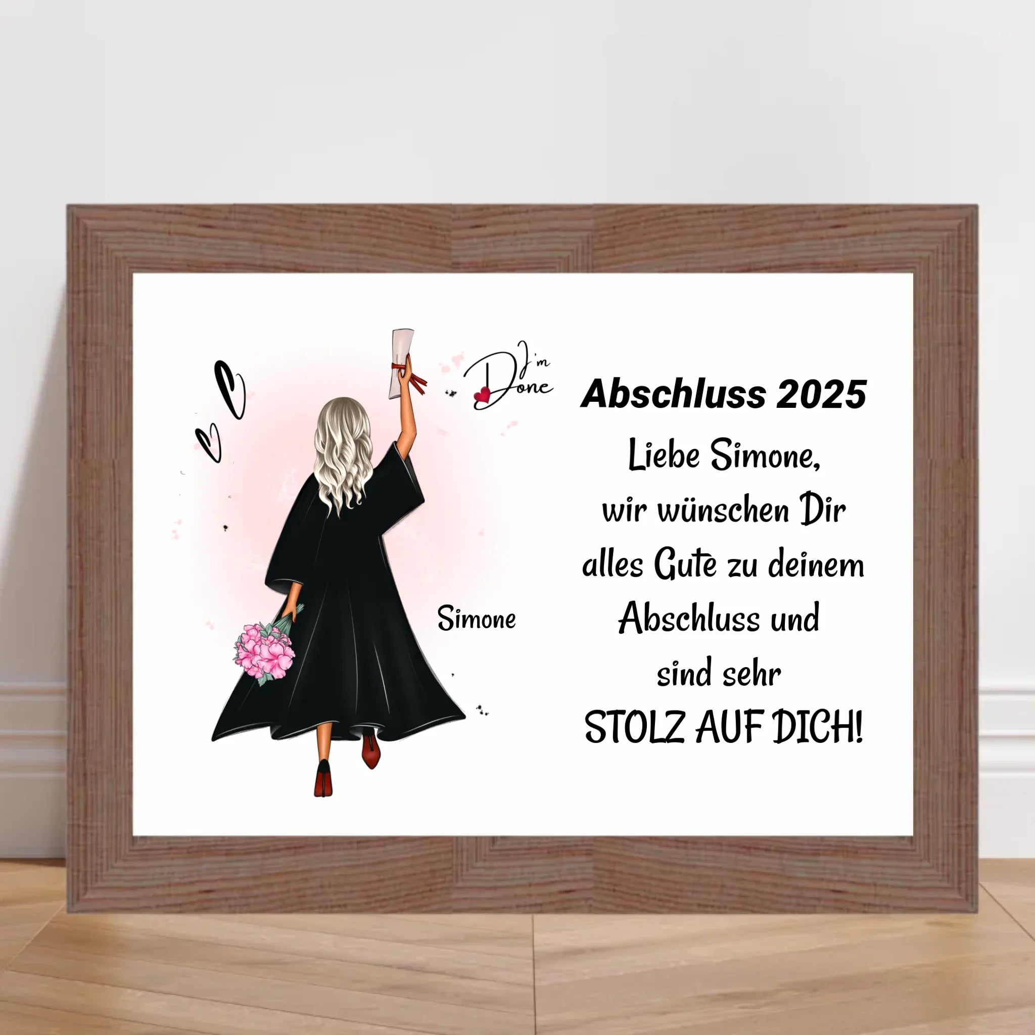 Mädchen Poster Abschlussgeschenk zum Abitur Bachelor Master oder Ausbildung - Cantty