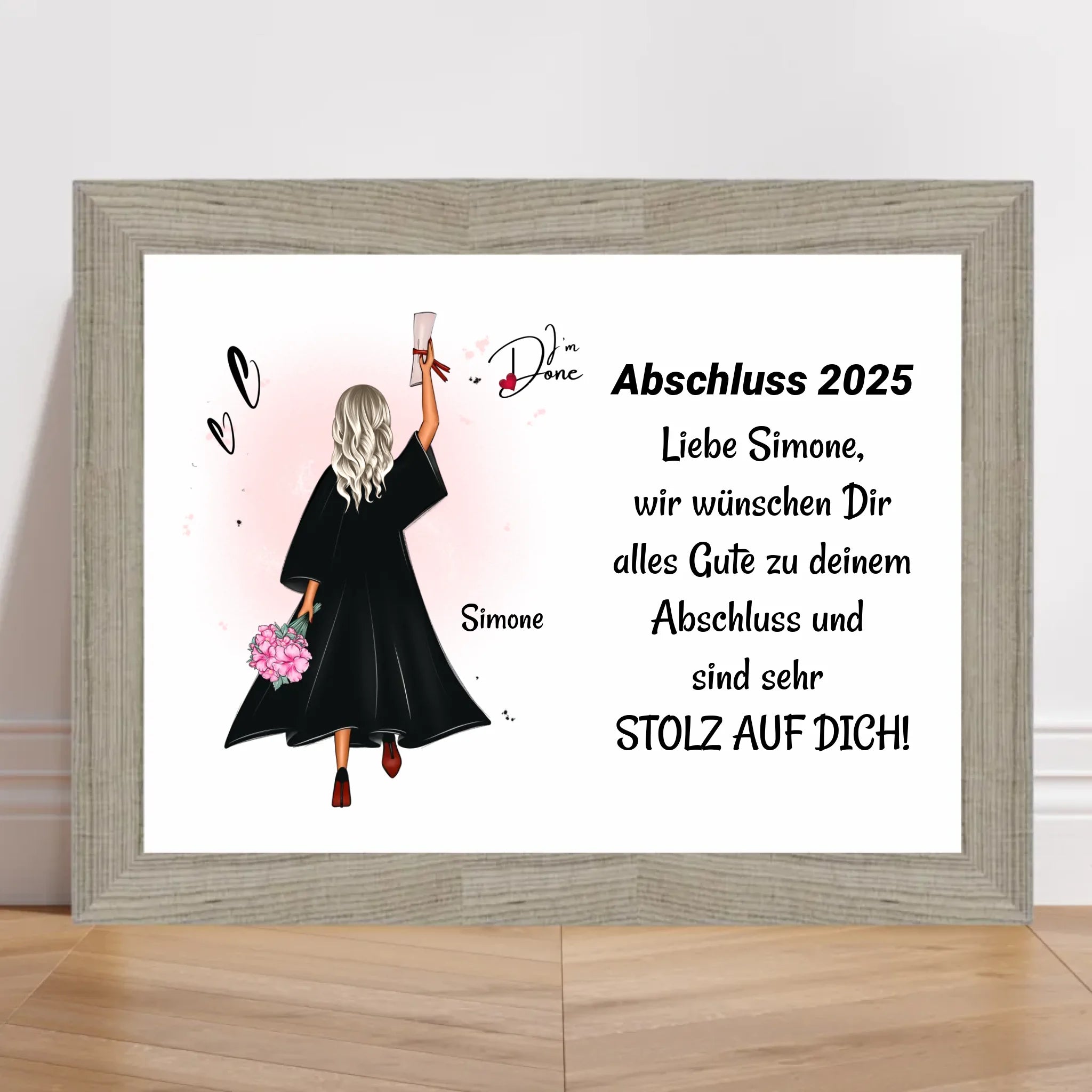 Mädchen Poster Abschlussgeschenk zum Abitur Bachelor Master oder Ausbildung - Cantty