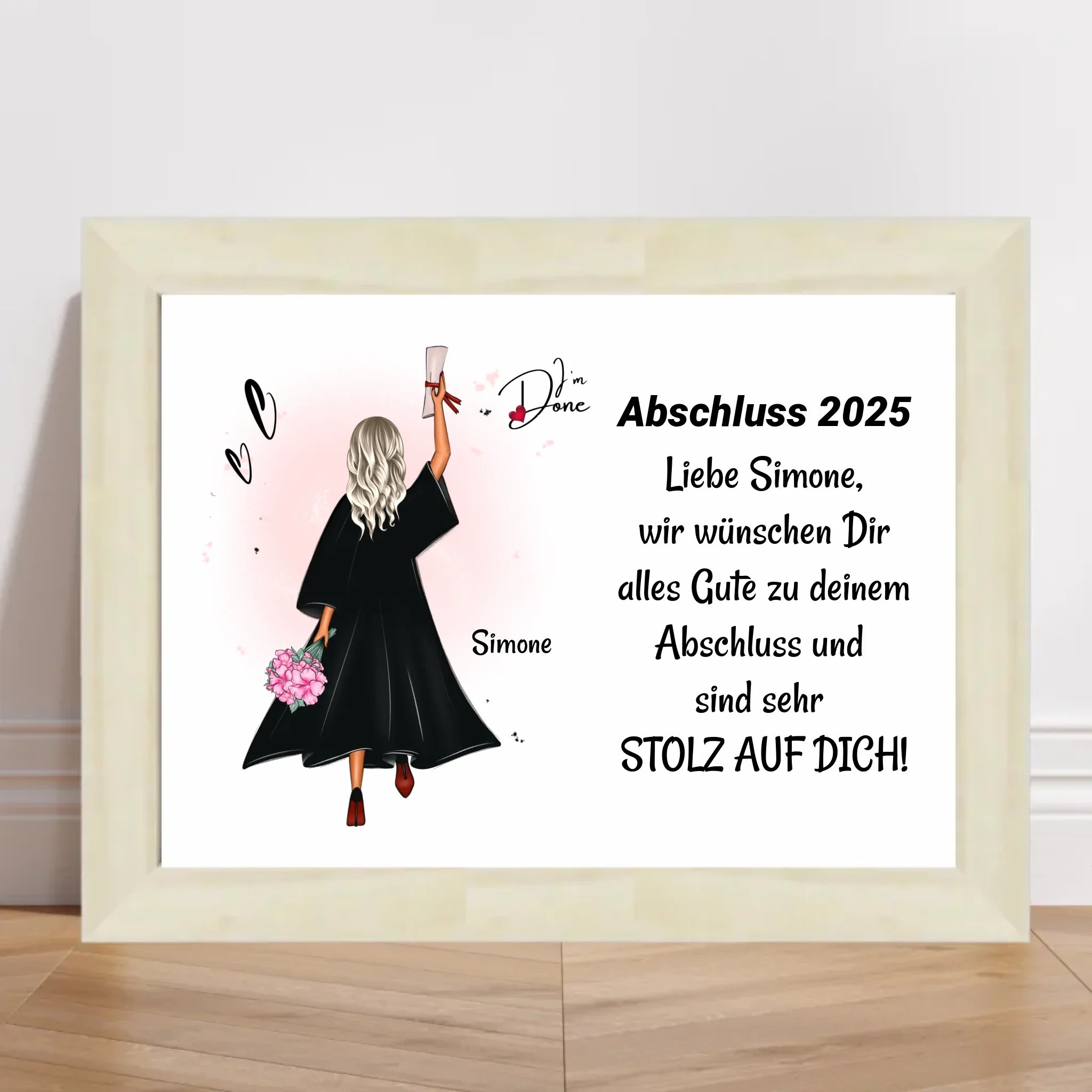 Mädchen Poster Abschlussgeschenk zum Abitur Bachelor Master oder Ausbildung - Cantty