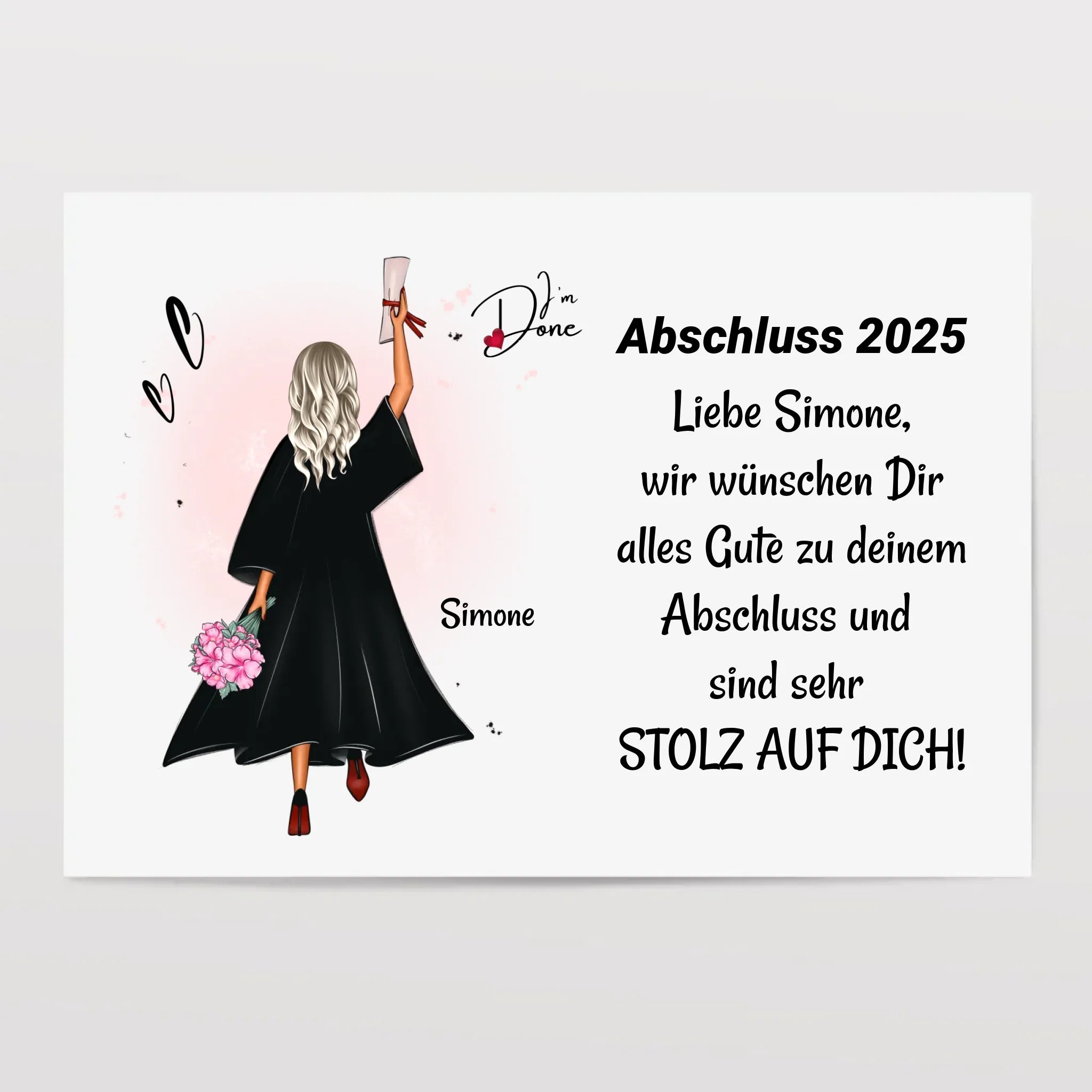 Mädchen Poster Abschlussgeschenk zum Abitur Bachelor Master oder Ausbildung - Cantty