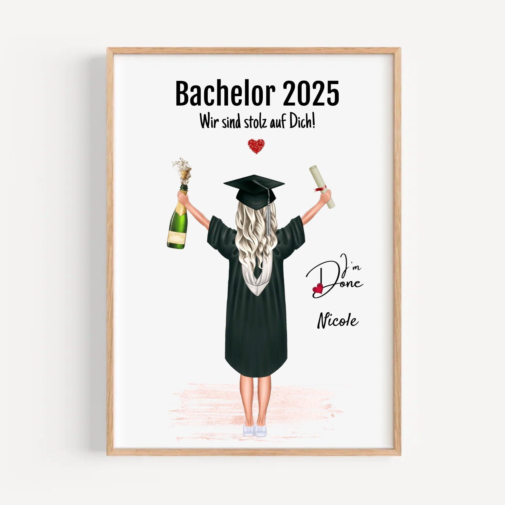 Bachelor Absolventin Mädchen Poster Geschenk personalisiert - Cantty