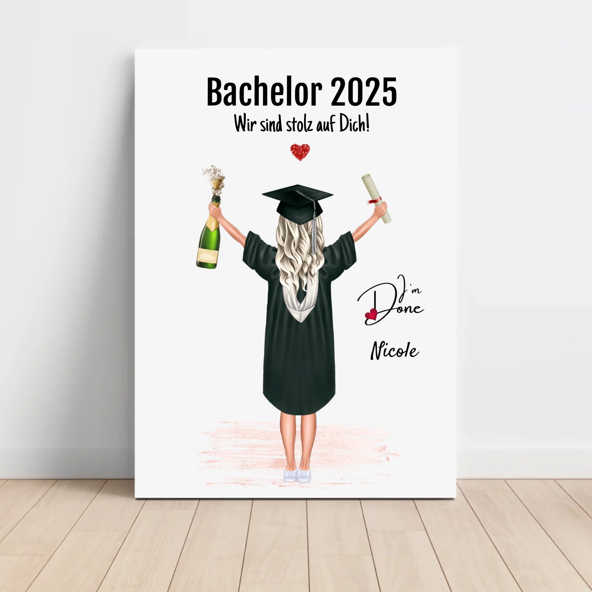 Bachelor Absolventin Mädchen Poster Geschenk personalisiert - Cantty