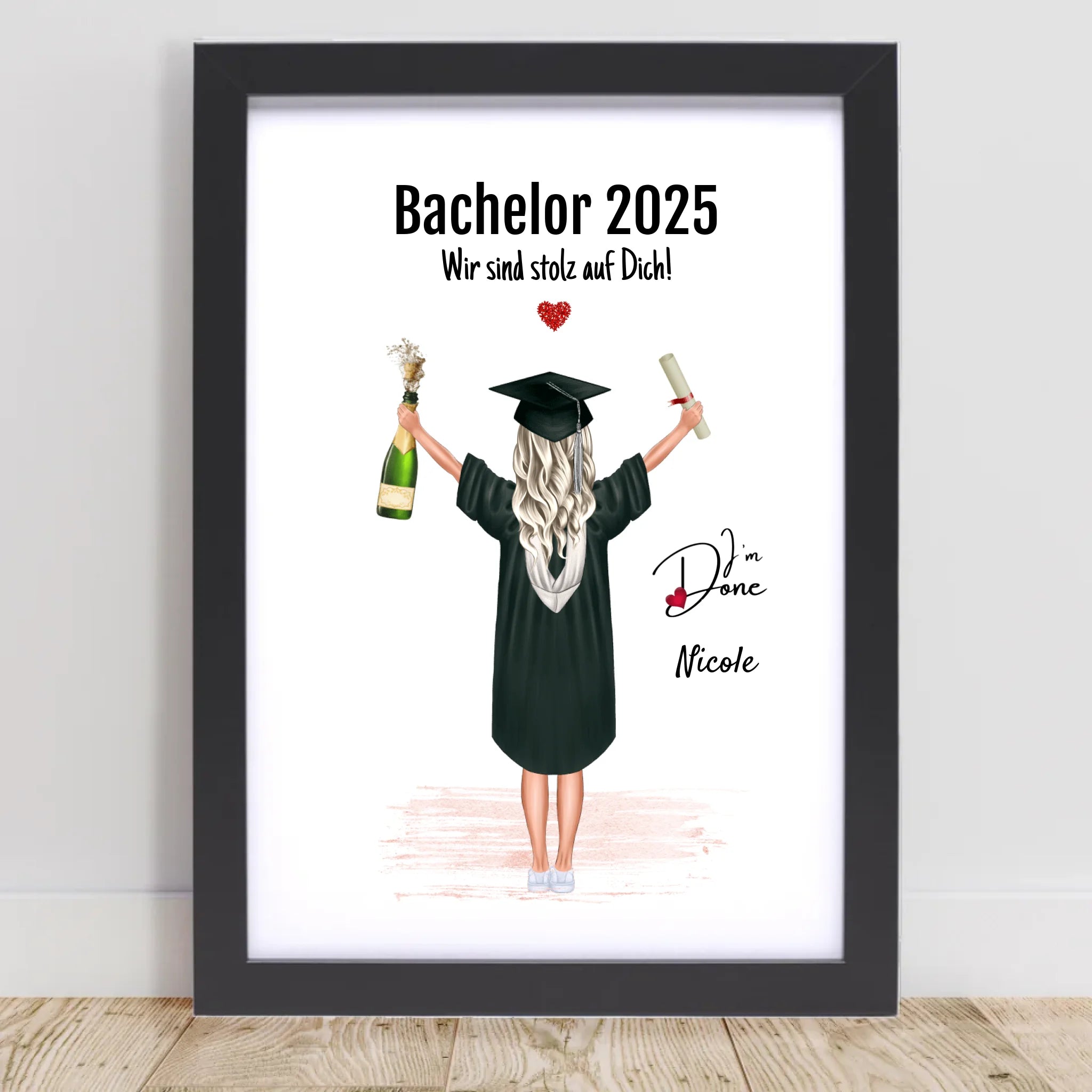 Bachelor Absolventin Mädchen Poster Geschenk personalisiert - Cantty