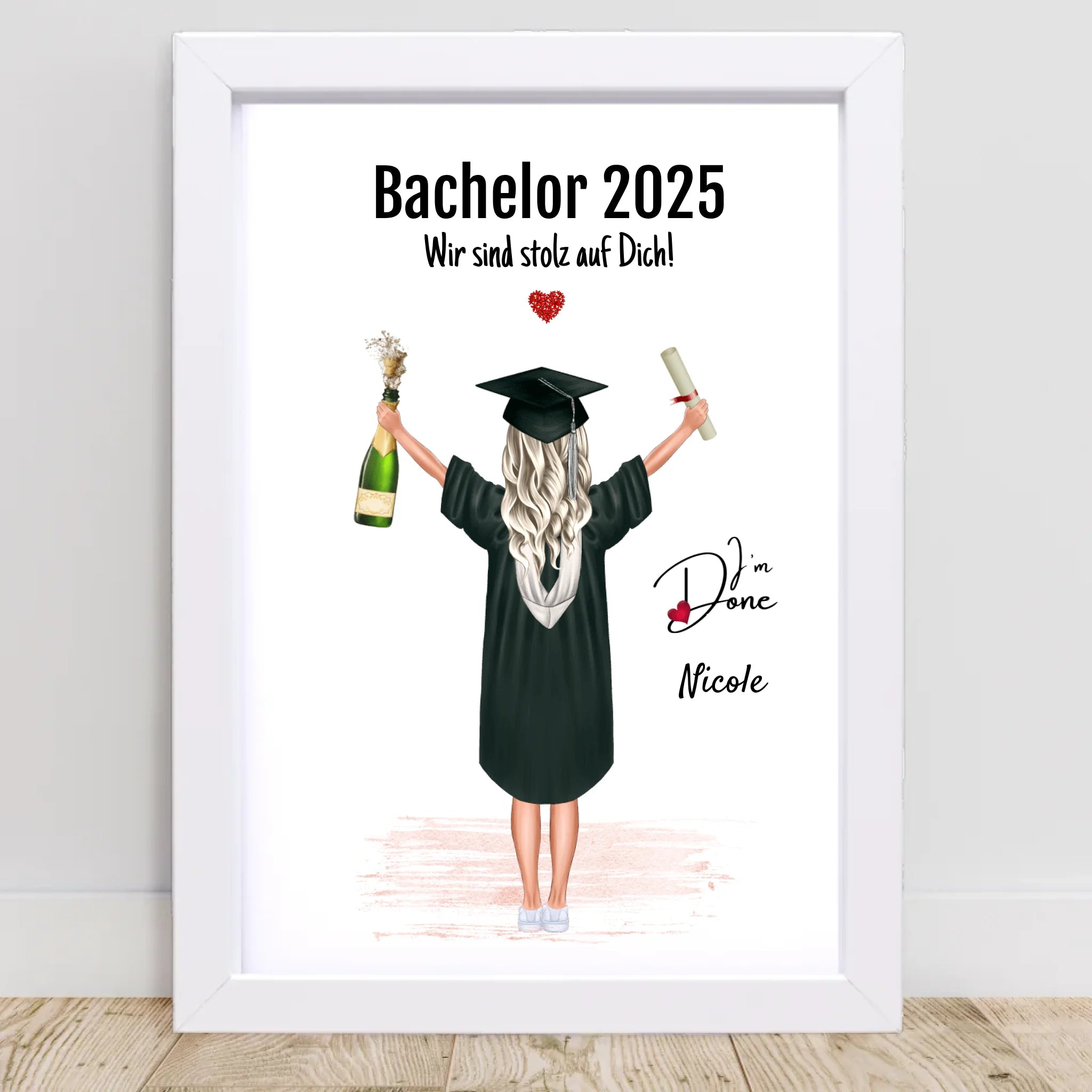 Bachelor Absolventin Mädchen Poster Geschenk personalisiert - Cantty
