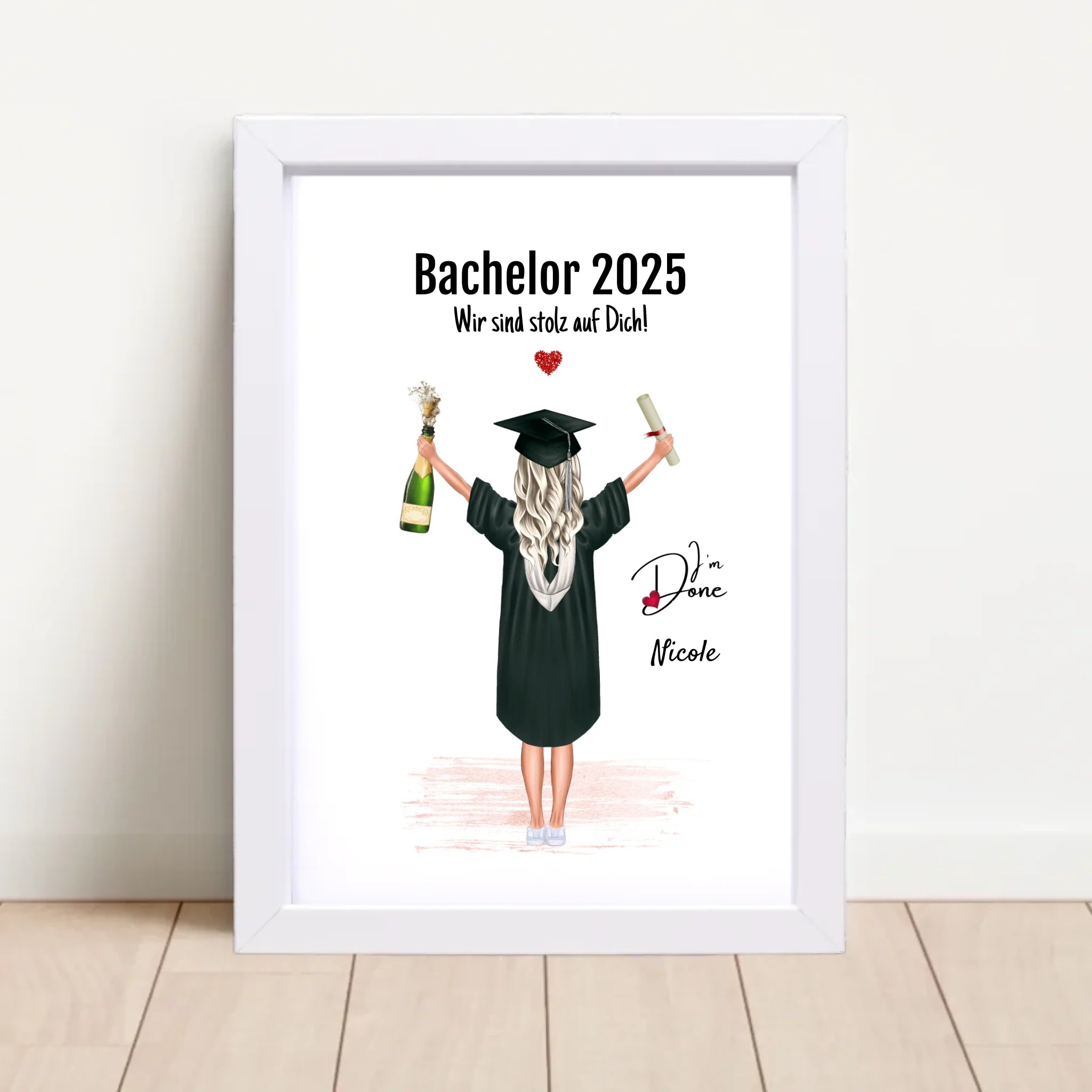 Bachelor Absolventin Mädchen Poster Geschenk personalisiert - Cantty