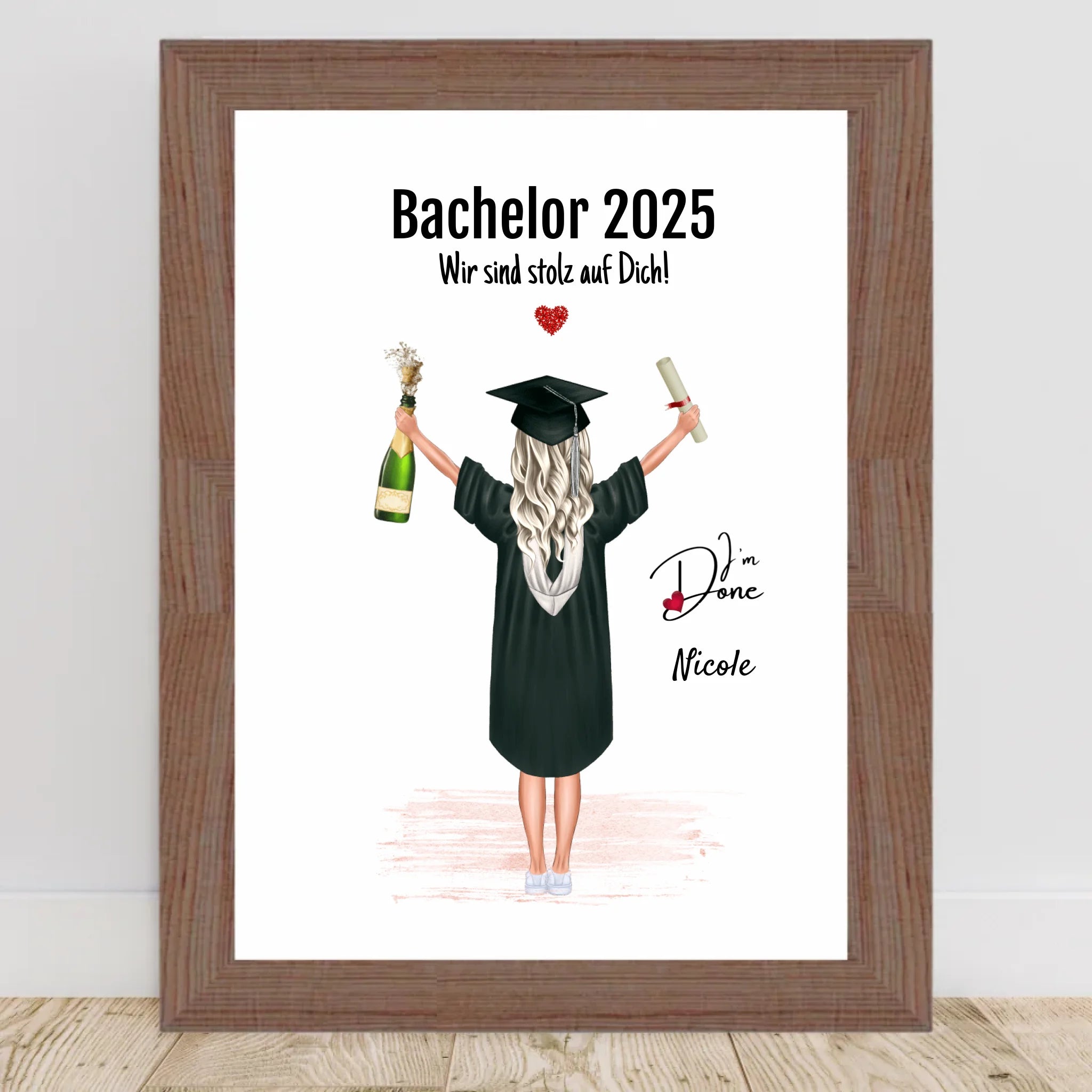 Bachelor Absolventin Mädchen Poster Geschenk personalisiert - Cantty