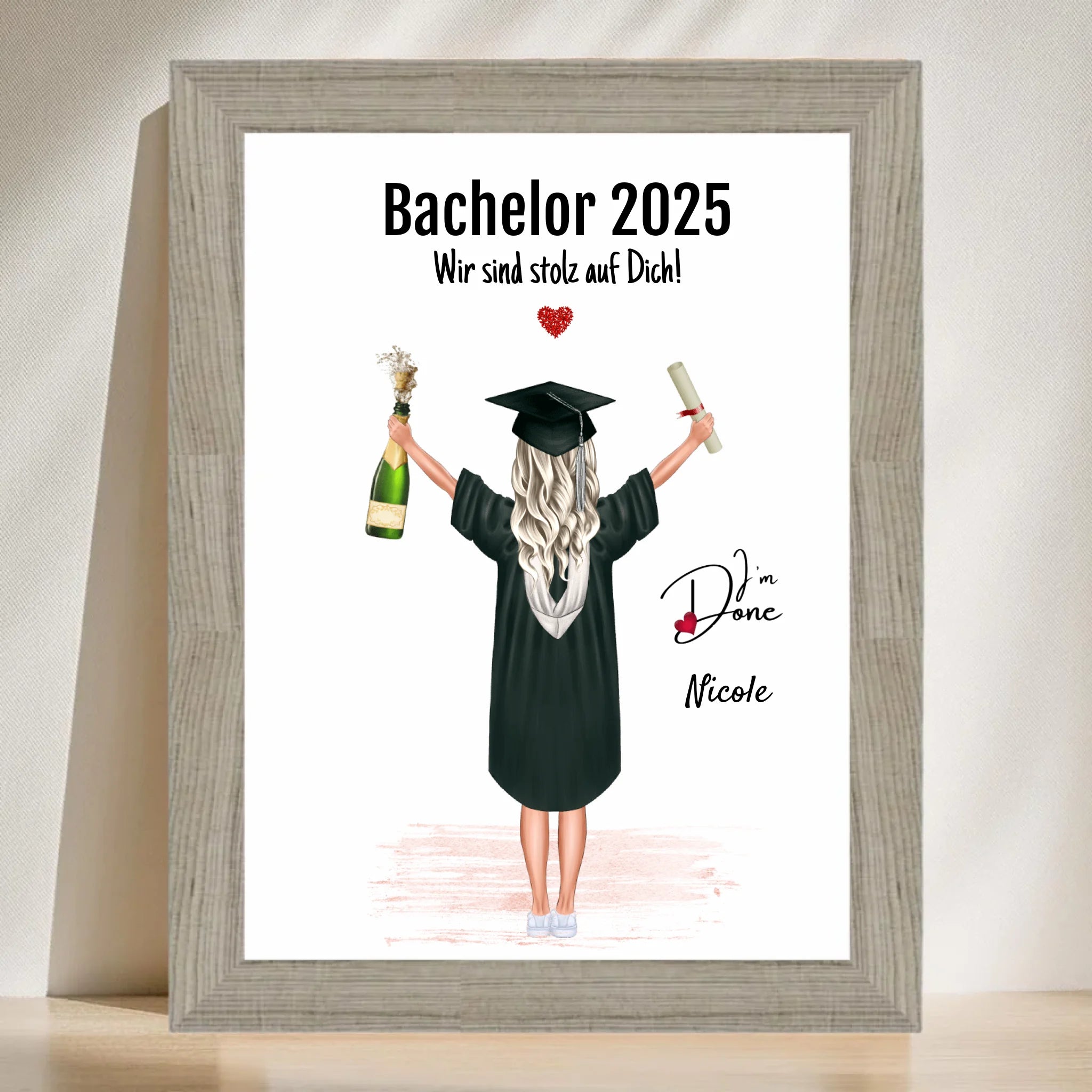 Bachelor Absolventin Mädchen Poster Geschenk personalisiert - Cantty