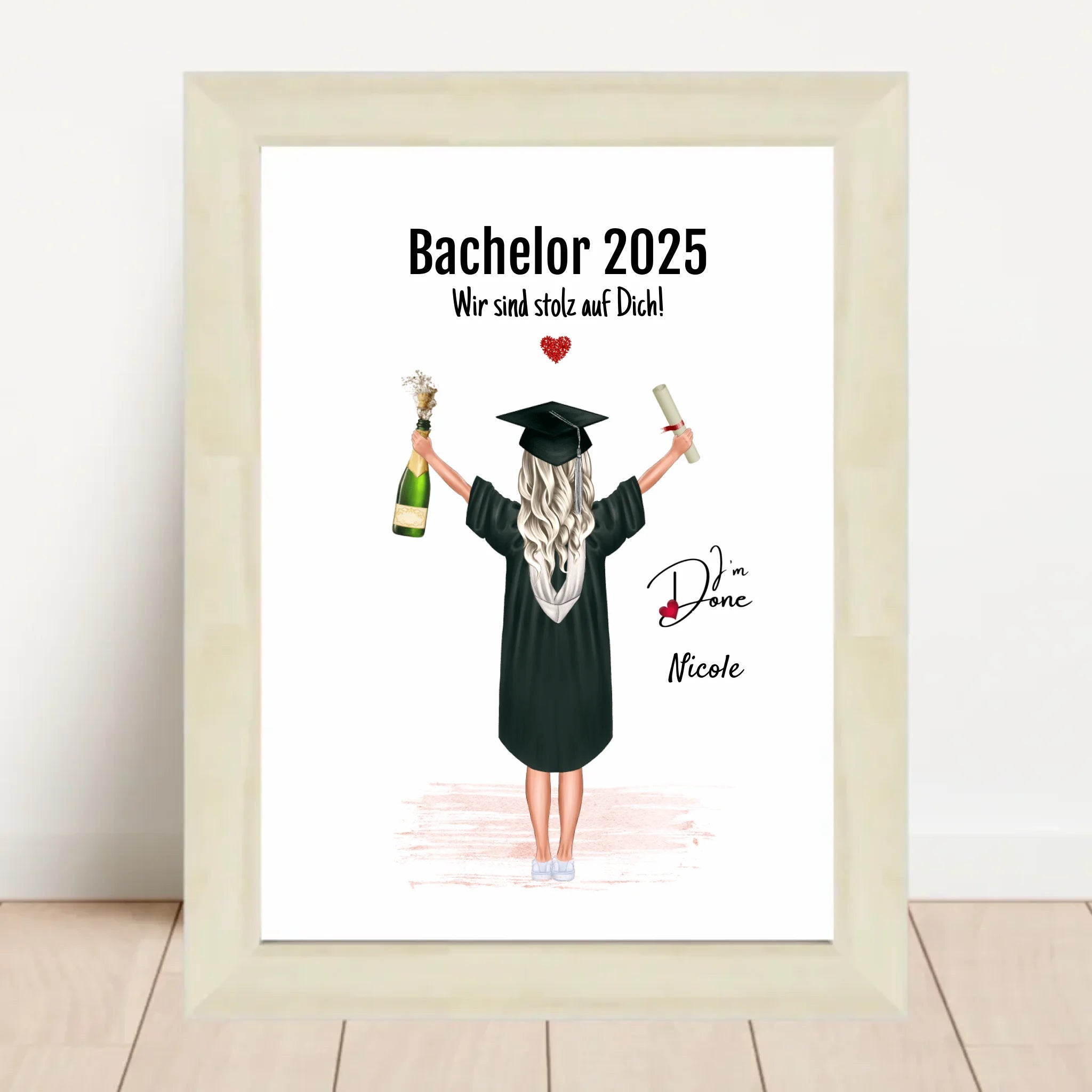 Bachelor Absolventin Mädchen Poster Geschenk personalisiert - Cantty