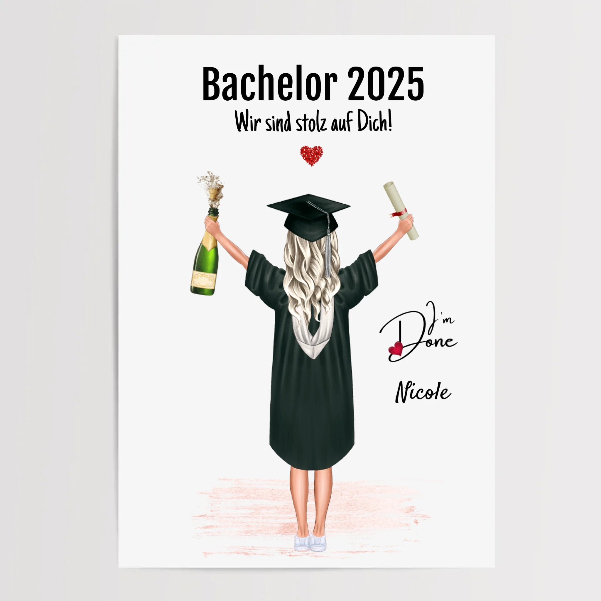 Bachelor Absolventin Mädchen Poster Geschenk personalisiert - Cantty