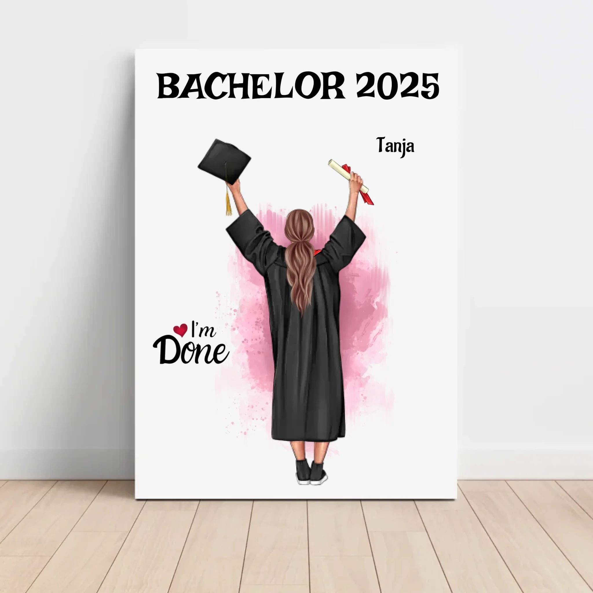 Bachelor Mädchen Abschluss Bild Geschenk personalisiert - Cantty