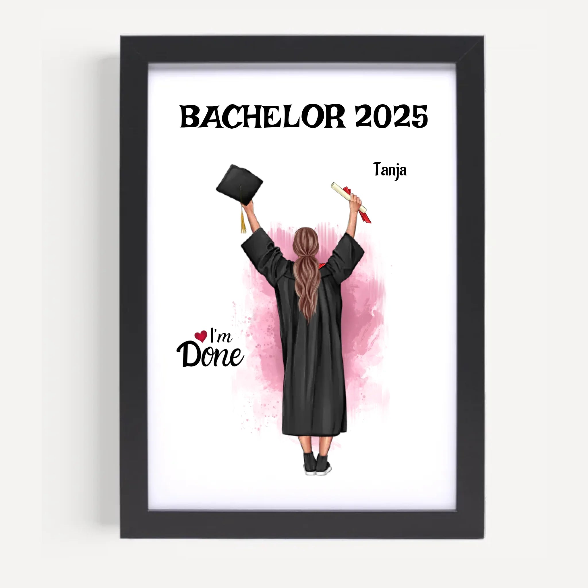 Bachelor Mädchen Abschluss Bild Geschenk personalisiert - Cantty
