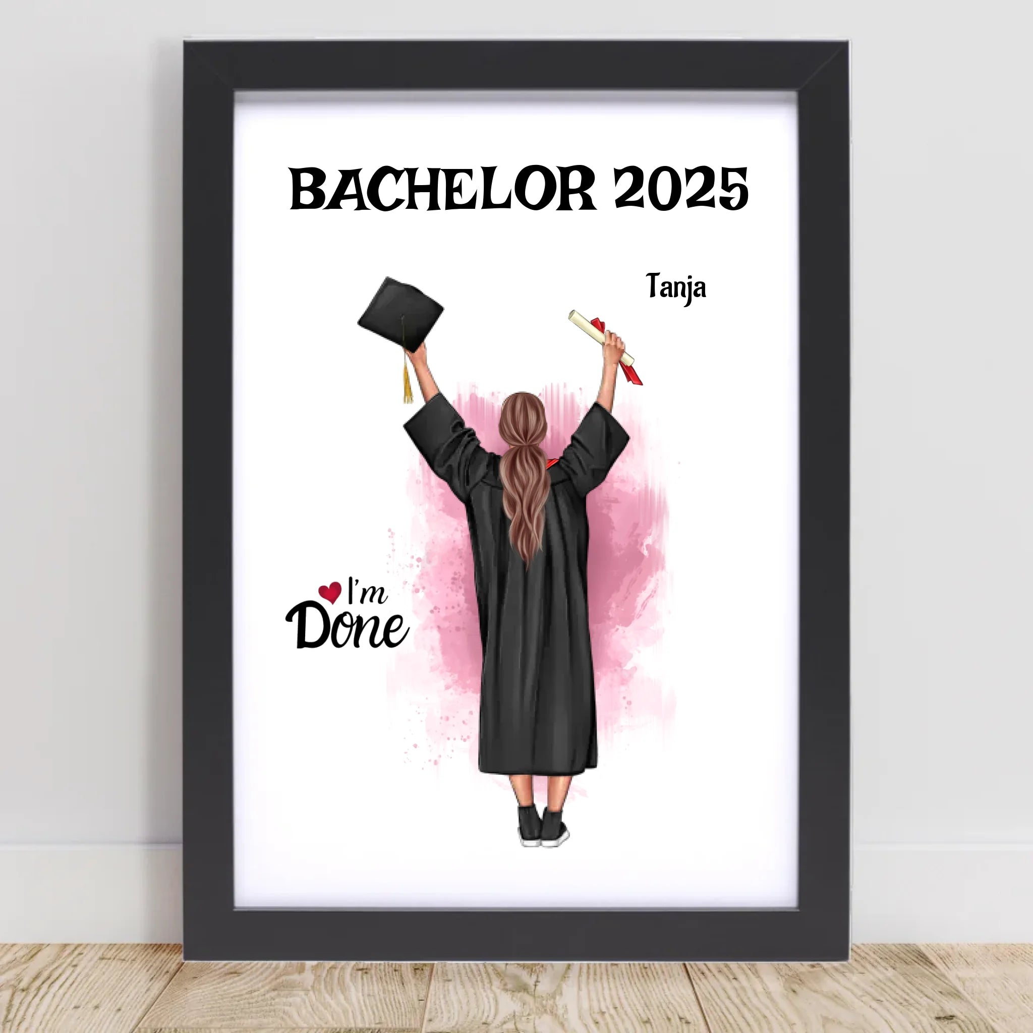 Bachelor Mädchen Abschluss Bild Geschenk personalisiert - Cantty