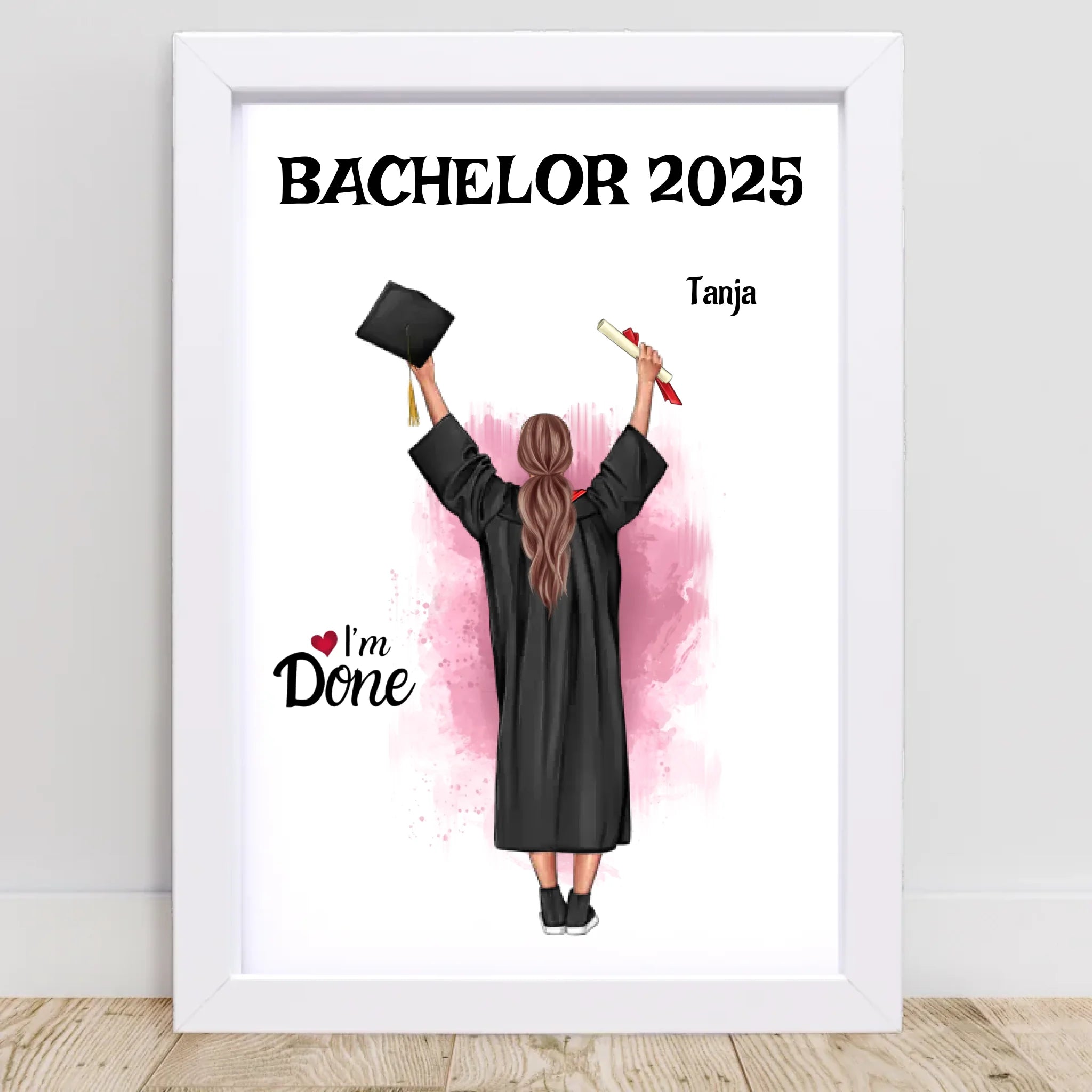 Bachelor Mädchen Abschluss Bild Geschenk personalisiert - Cantty