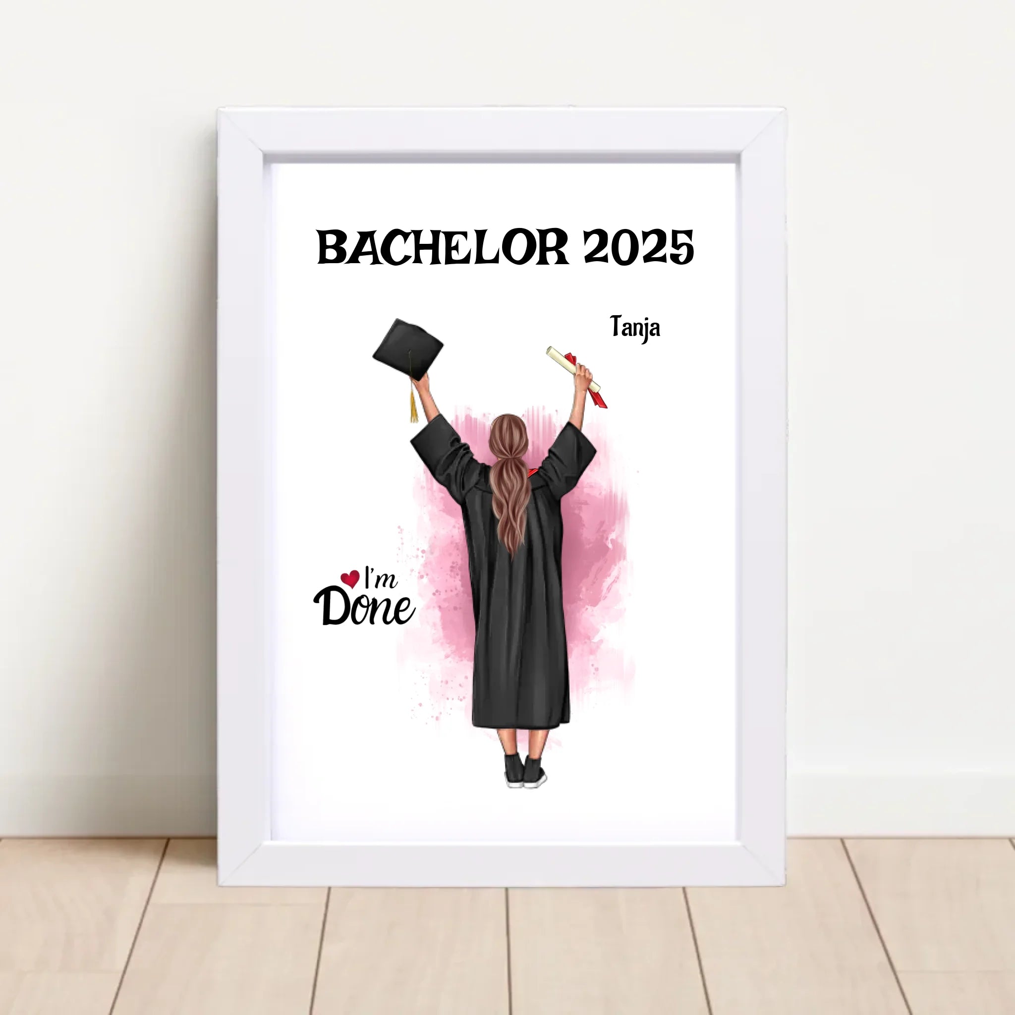 Bachelor Mädchen Abschluss Bild Geschenk personalisiert - Cantty