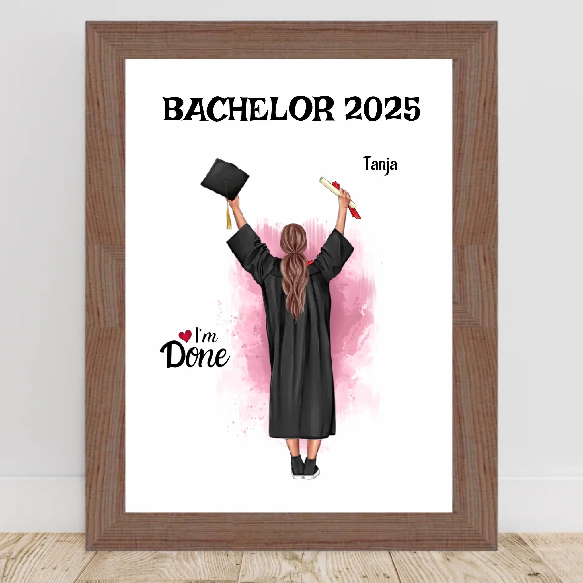 Bachelor Mädchen Abschluss Bild Geschenk personalisiert - Cantty