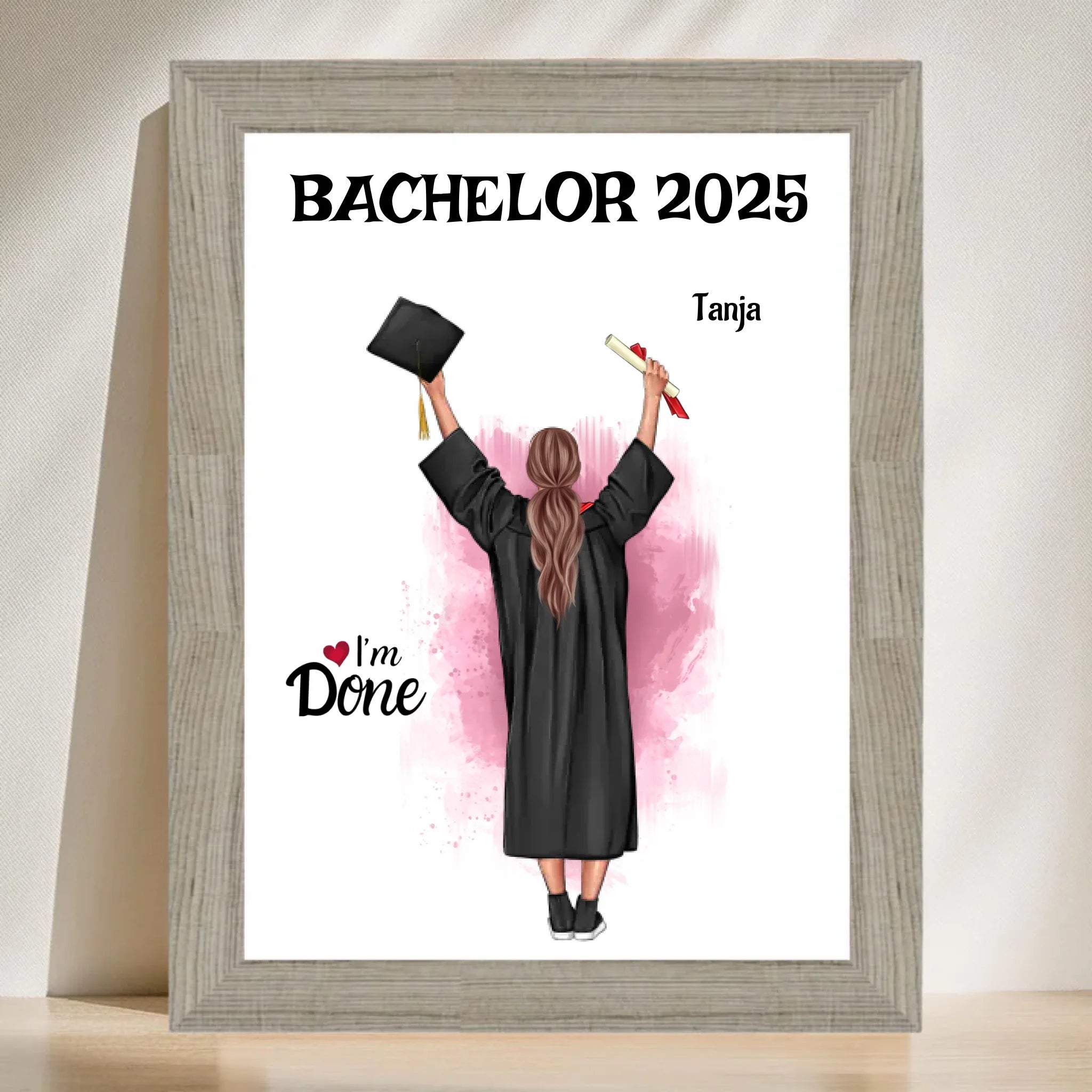 Bachelor Mädchen Abschluss Bild Geschenk personalisiert - Cantty