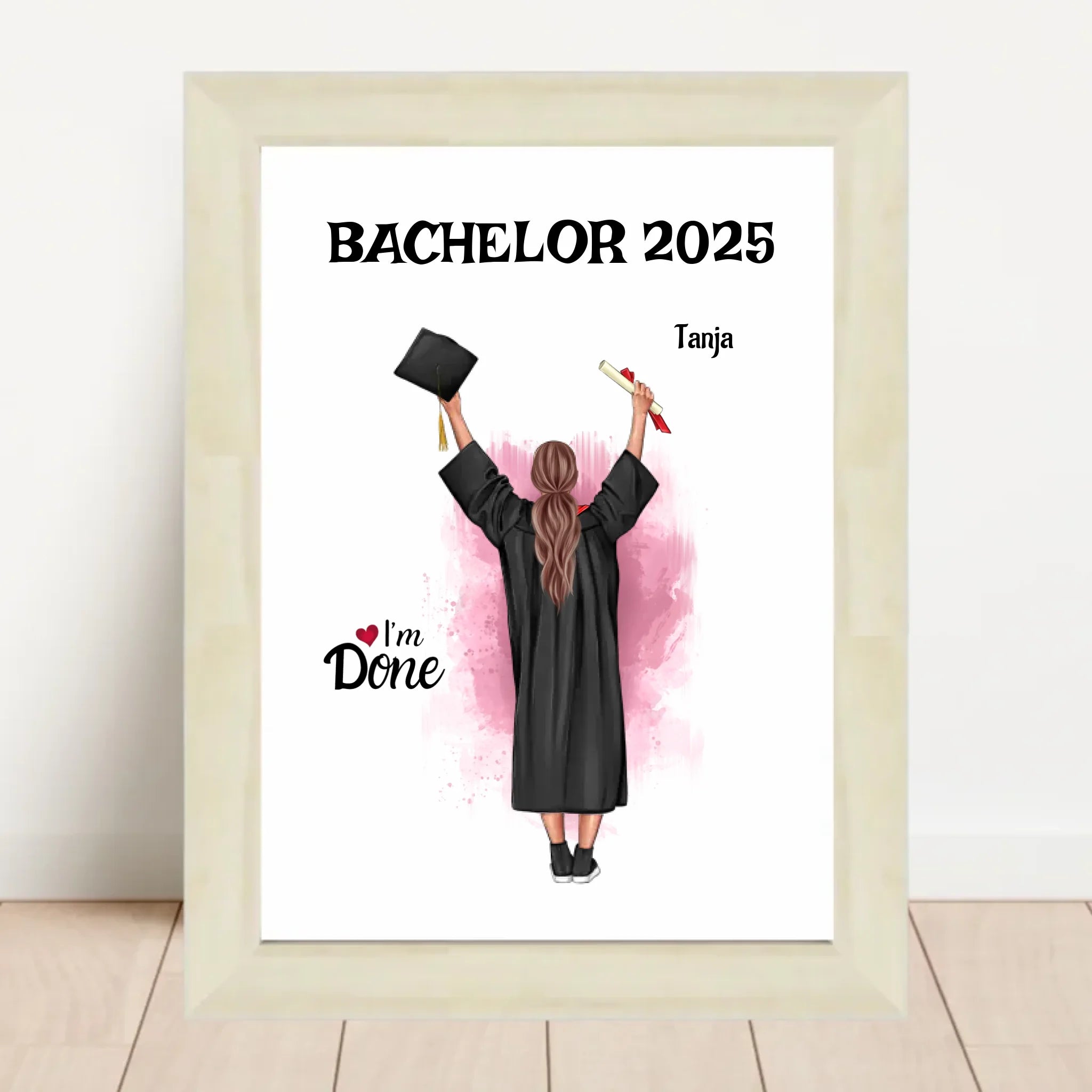 Bachelor Mädchen Abschluss Bild Geschenk personalisiert - Cantty