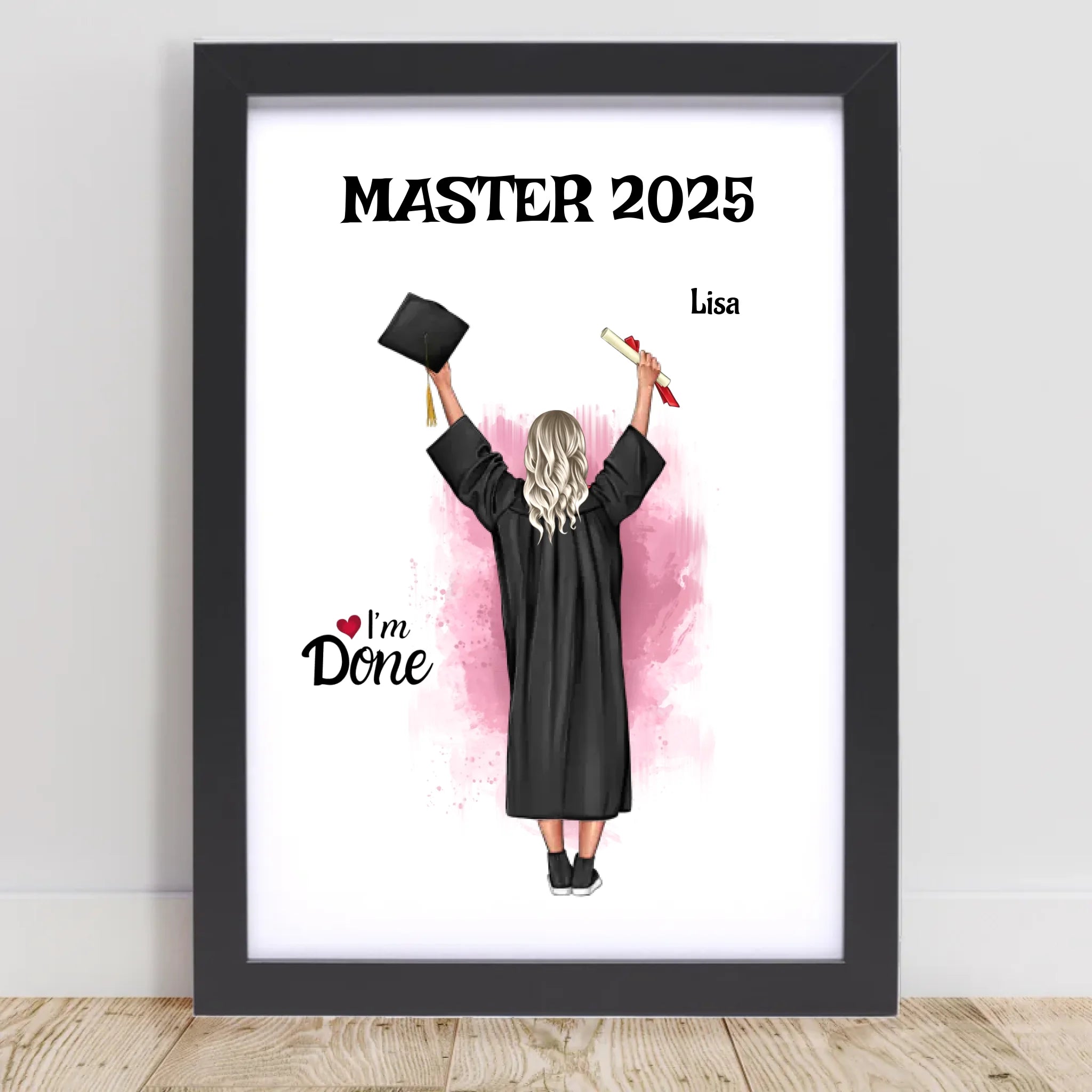 Master Abschluss Mädchen Poster personalisiert - Cantty