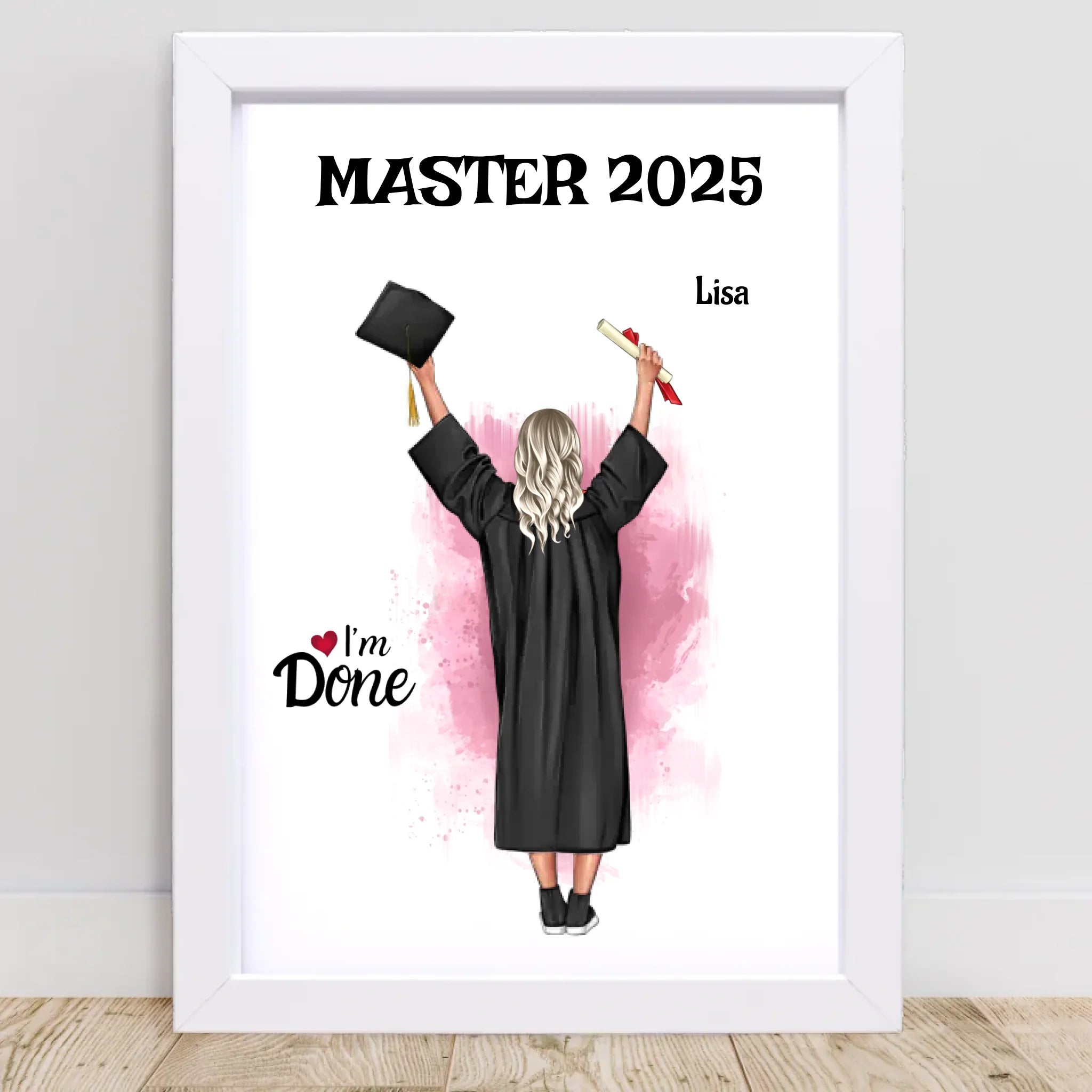 Master Abschluss Mädchen Poster personalisiert - Cantty