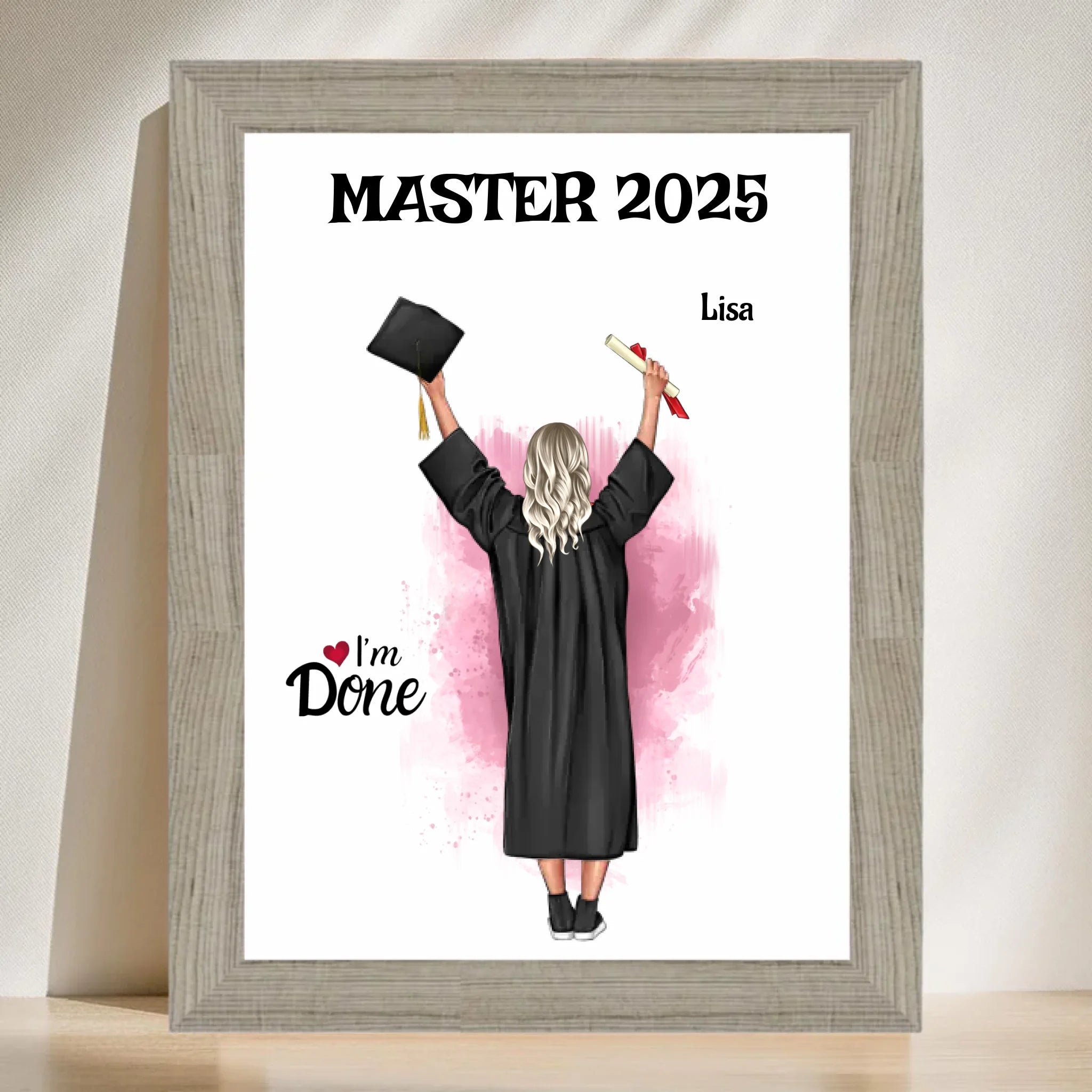 Master Abschluss Mädchen Poster personalisiert - Cantty