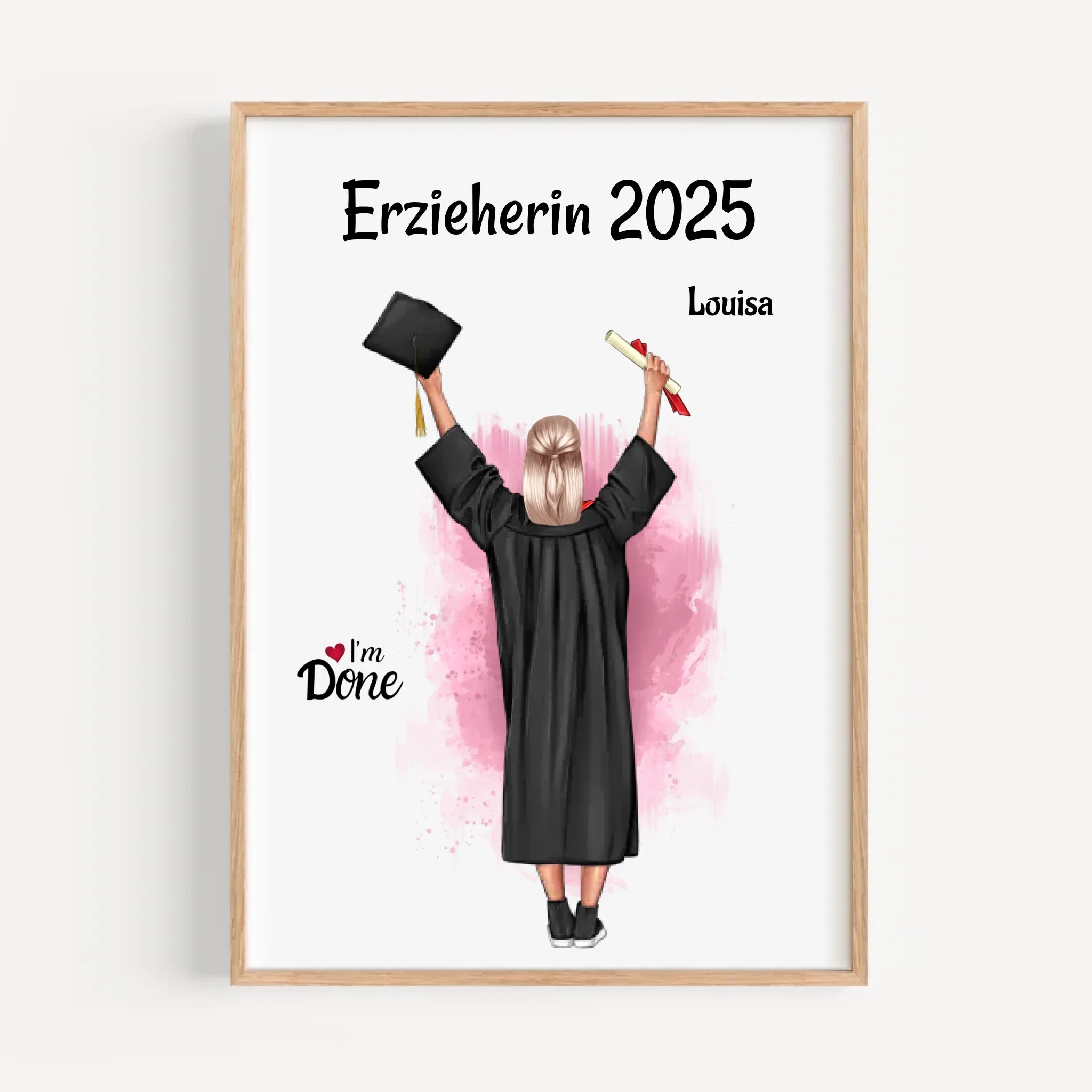 Bestandene Ausbildung MĂ€dchen Geschenk Bild personalisiert - Cantty