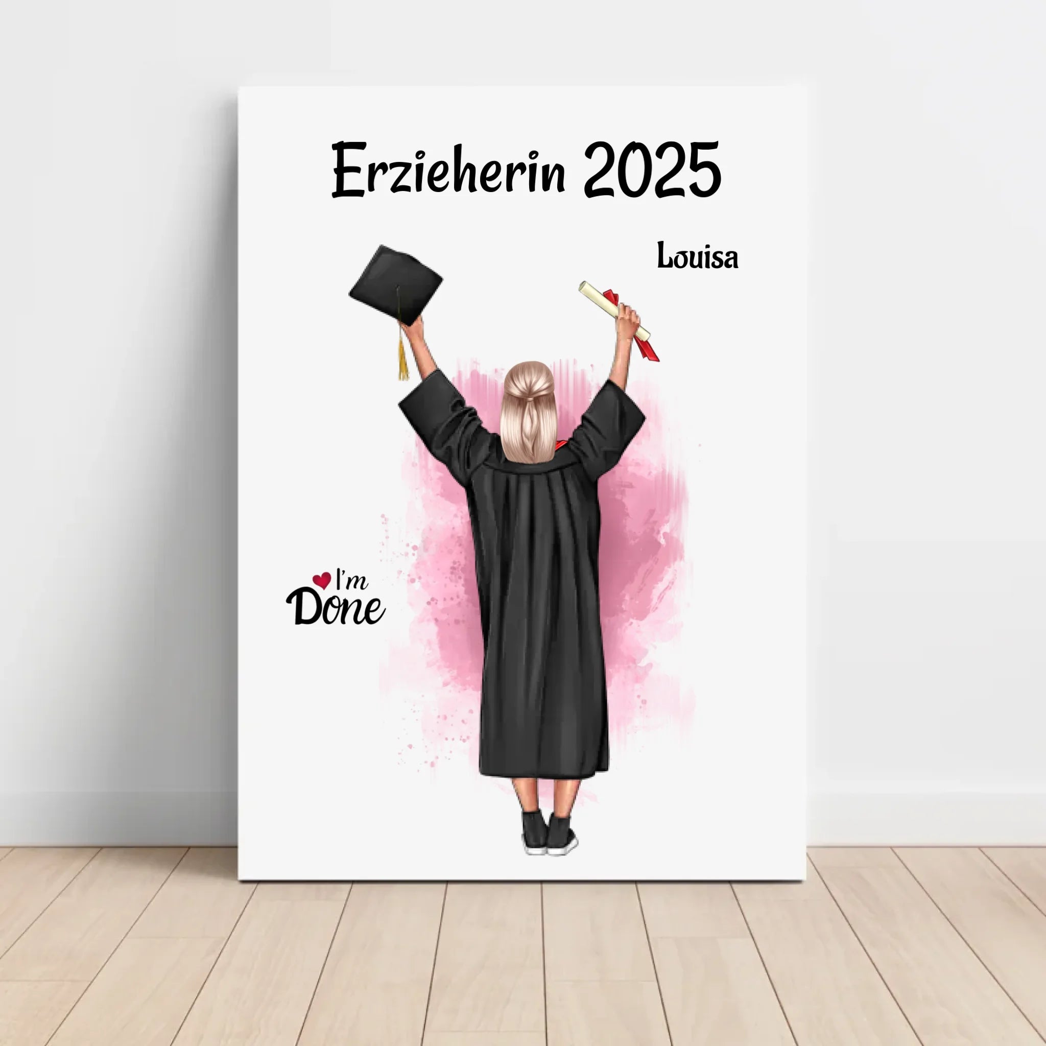 Bestandene Ausbildung MĂ€dchen Geschenk Bild personalisiert - Cantty