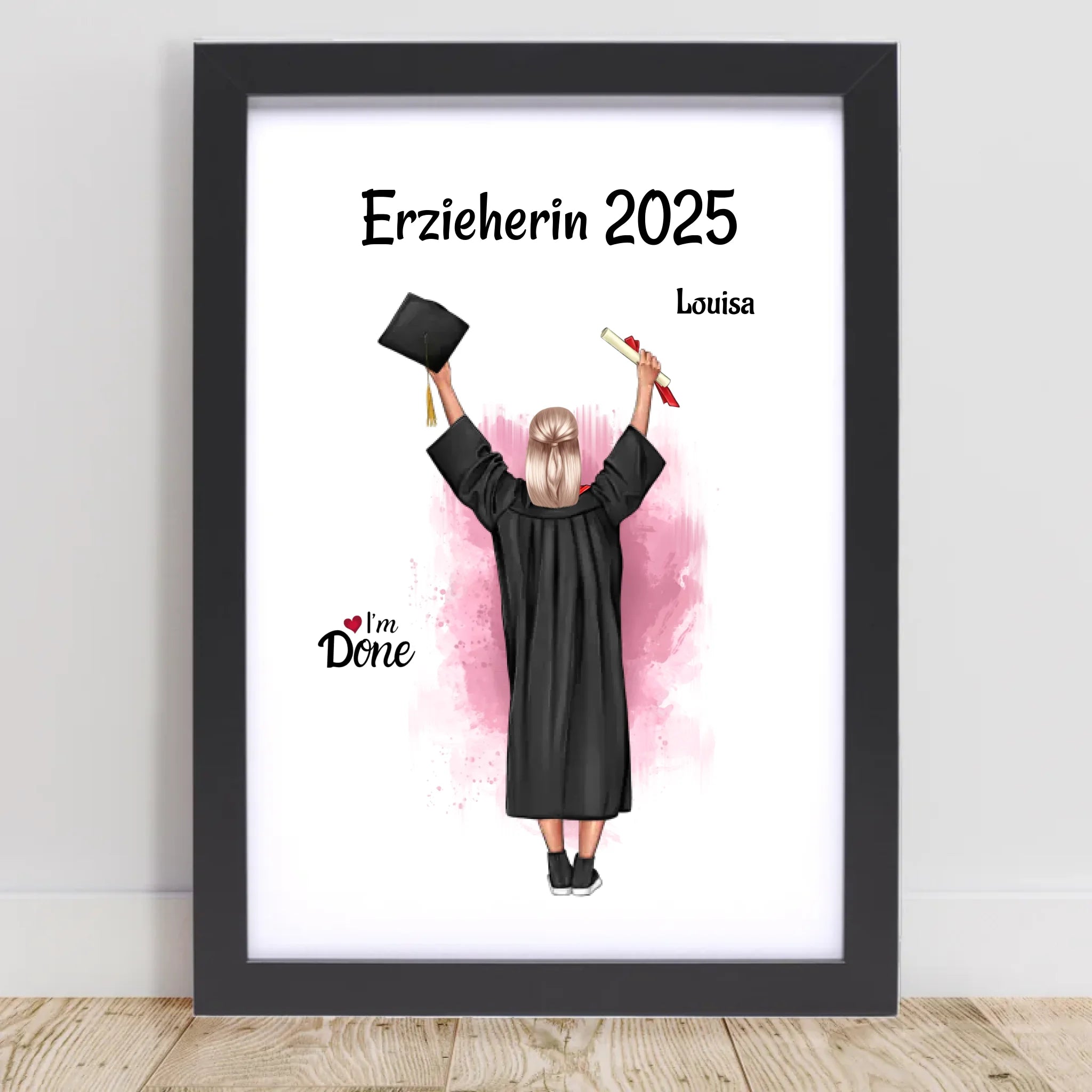 Bestandene Ausbildung MĂ€dchen Geschenk Bild personalisiert - Cantty